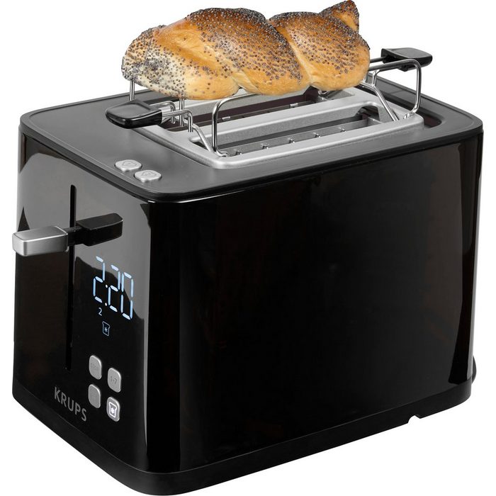 Krups Toaster KH6418 Smart'n Light 2 kurze Schlitze 800 W Digitaldisplay 7 Bräunungsstufen automatische Zentrierung des Brots