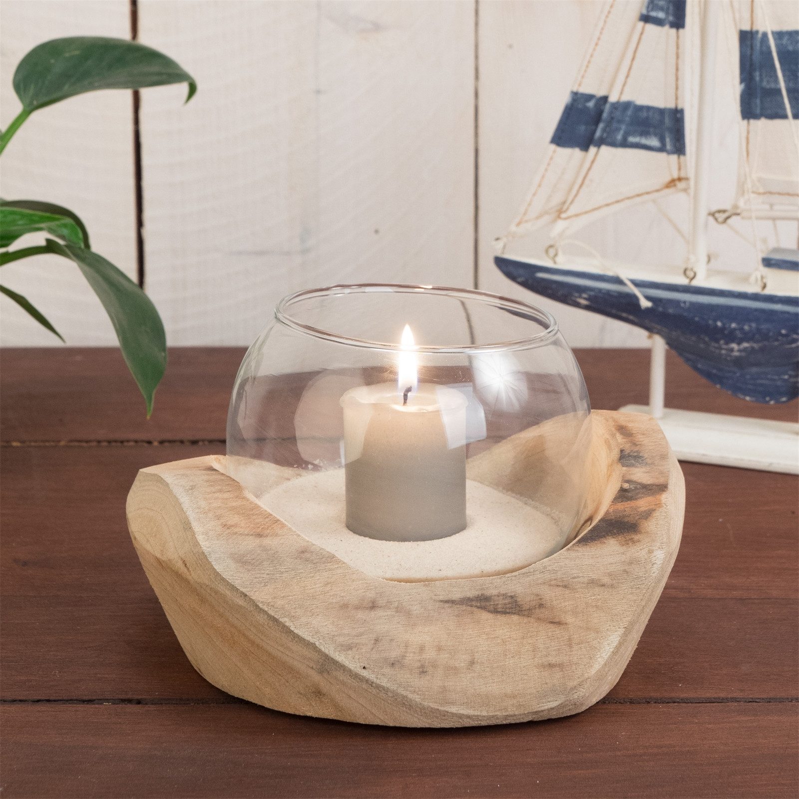 CREEDWOOD Windlicht Wurzelholz Windlicht "NURIA", mit Glaseinsatz, Vase, Kerzenhalter – Bild 3 von 5