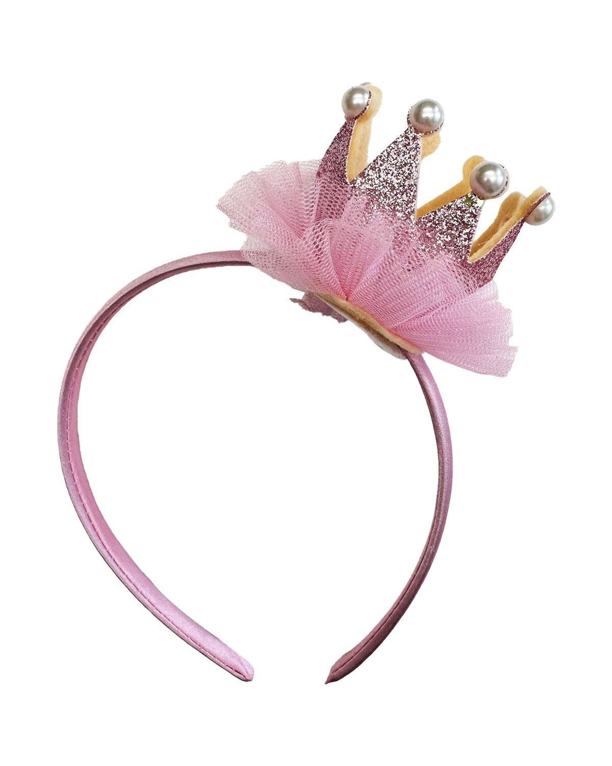 Das Kostümland Kostüm Prinzessin Glitzer Krone mit Perlen und Rüschen