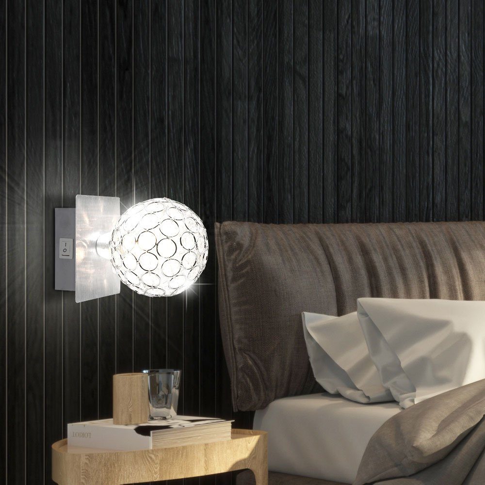 etc-shop LED Spot Kugeln Lampen Wand inklusive, Set Warmweiß, Kristall 2er Leuchtmittel Schalter Wandleuchte, Leuchten