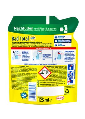 biff Bad Total Konzentrat Mix & Clean Spritzige Zitrone (6x 125ml) Badreiniger (Spar-Pack, [6-St. gegen Kalk & Schmutz Konzentrat zum Auffüllen mit 92% weniger Plastik)