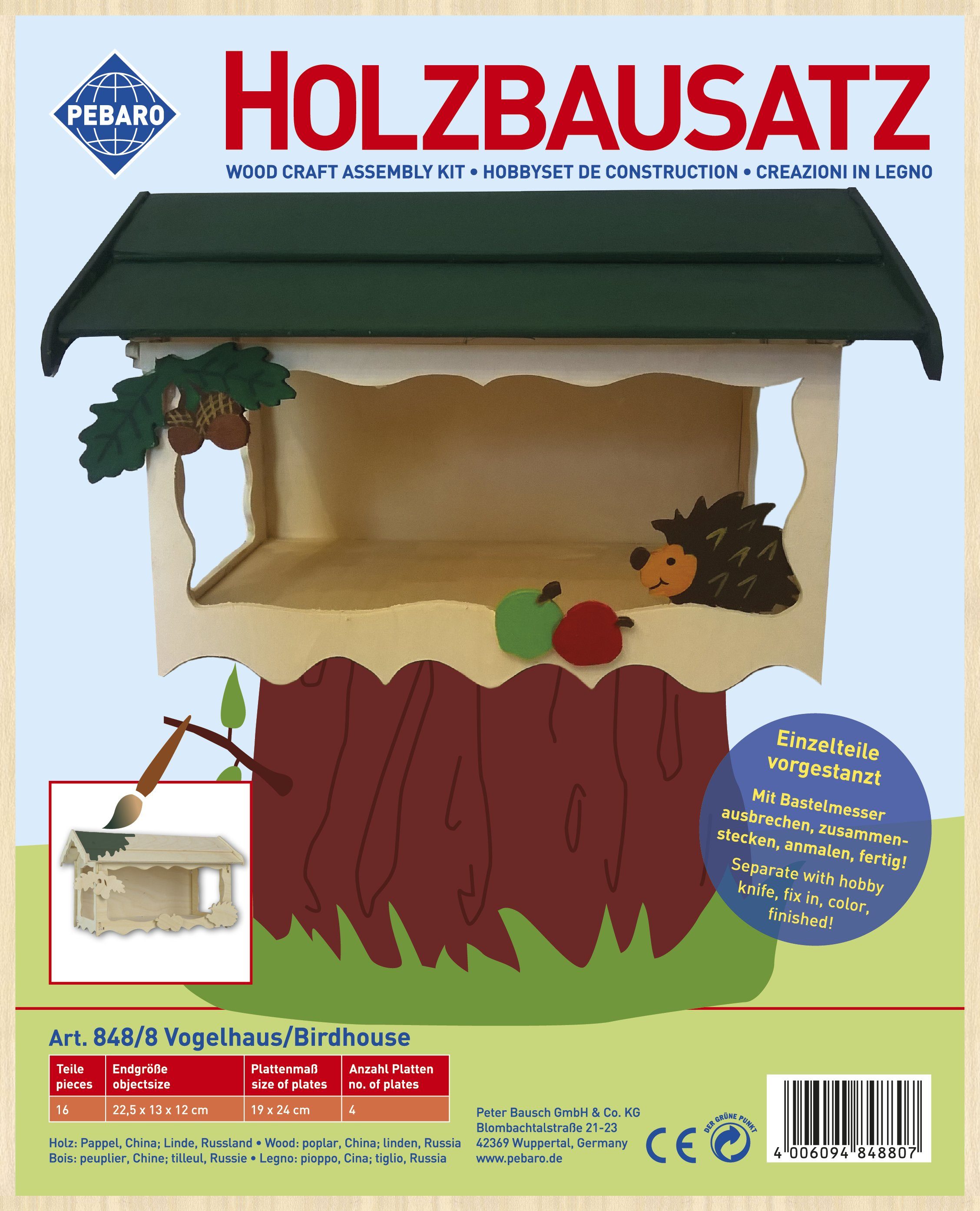 Pebaro 3D-Puzzle Holzbausatz Vogelhaus, 848/8, 16 Puzzleteile günstig online kaufen