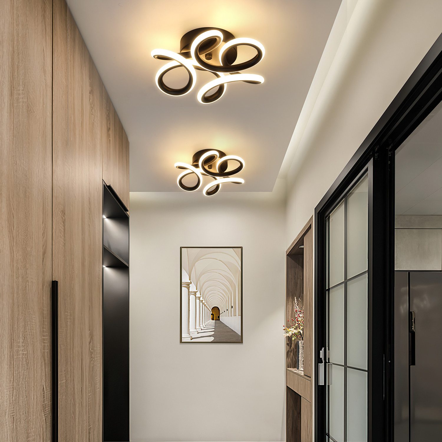 oyajia LED Deckenleuchte 36W/60W Modern Schwarz günstig online kaufen