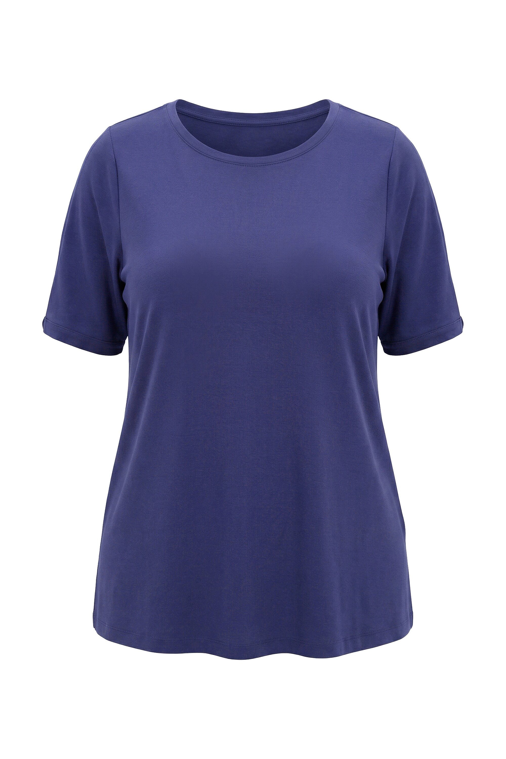 T-Shirt T-Shirt Zierring Classic U-Boot-Ausschnitt Halbarm