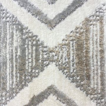 Teppich Wohnzimmerteppich – marokkanisches Rautenmuster – in creme weiß, Teppich-Traum, rechteckig, Höhe: 12 mm