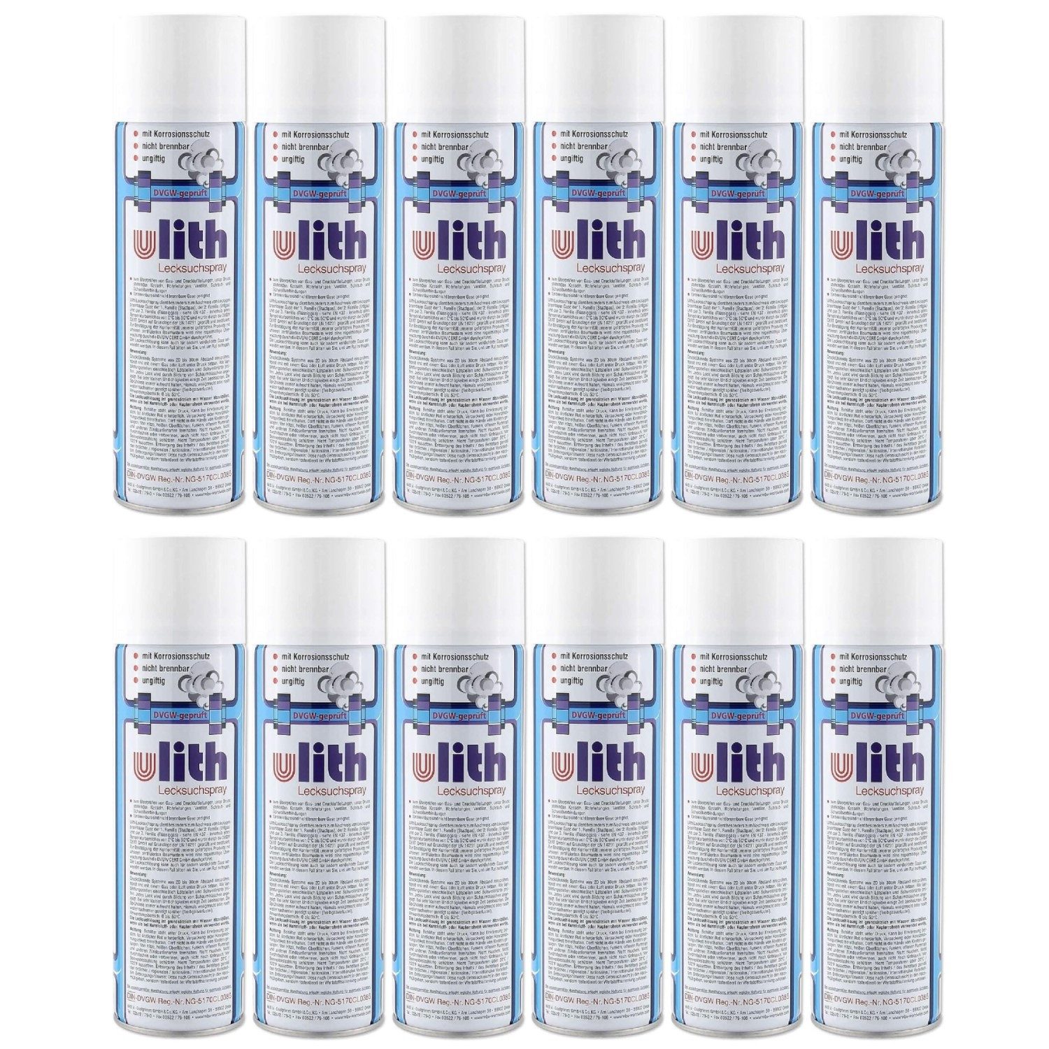 12x Lecksuchspray 400ml – DVGW-geprüftes Leckfinder Spray Reinigungsspray