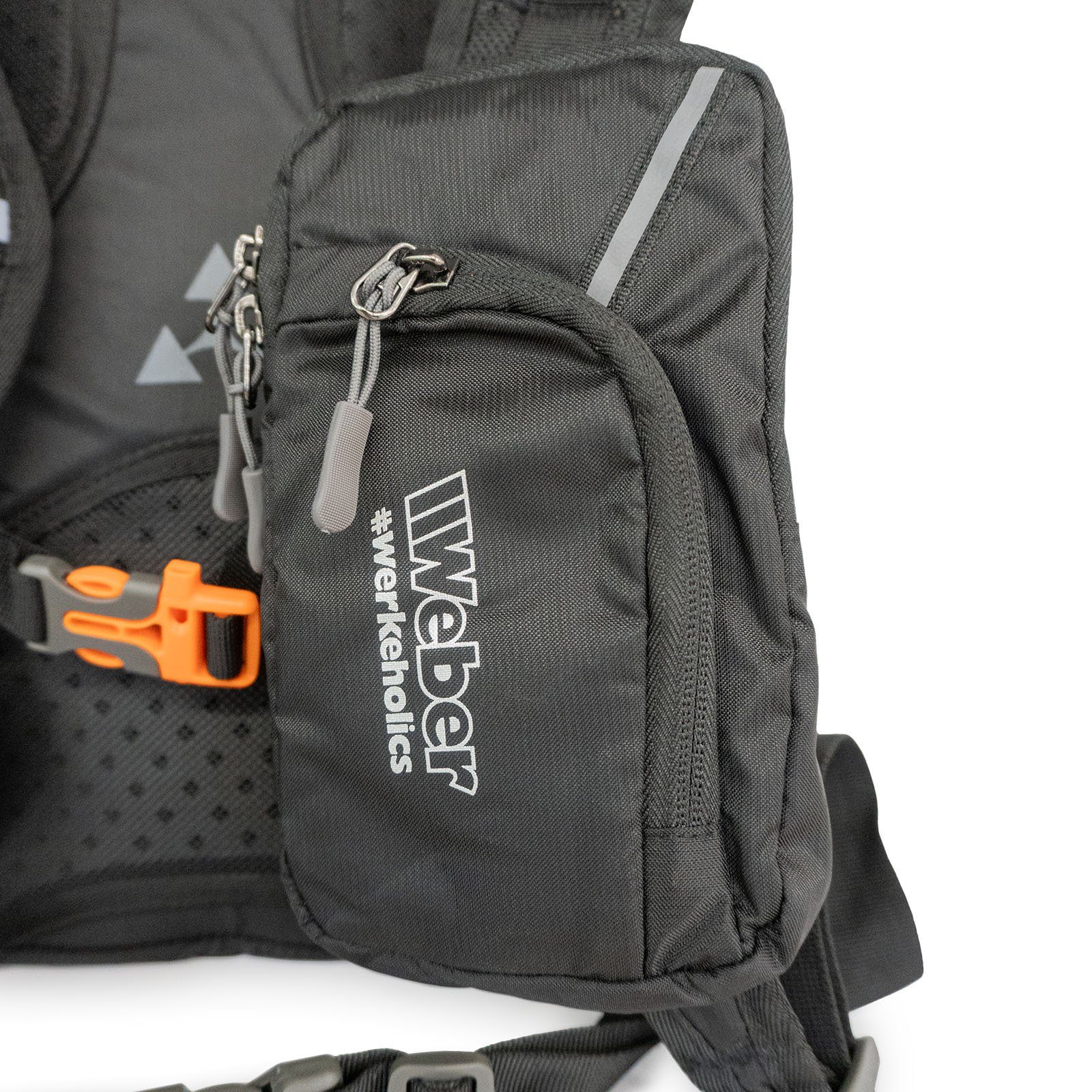 Weber GmbH Rucksack Weber #Werkeholics Outdoor & Offroad Rucksack schwarz 18 Liter (excl. Trinksystem), Fach für 2 Liter Trinkblase, abnehmbare Handytasche, Net – Bild 5 von 5