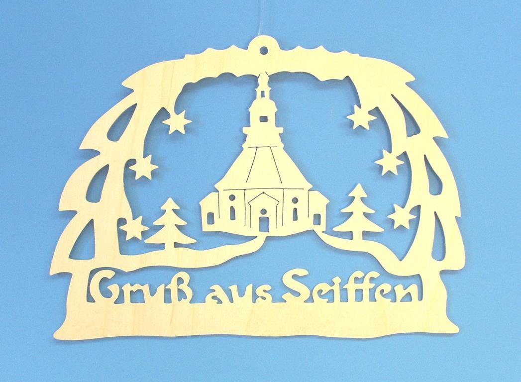 Fensterbild Fensterbild Dorf Seiffen mit Kirche Höhe 17,5cm NEU