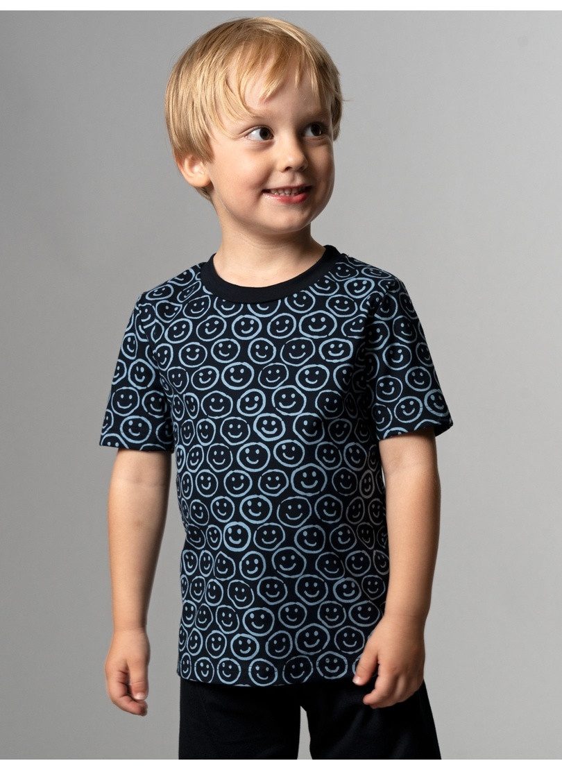 Trigema T-Shirt TRIGEMA T-Shirt mit freundlichem Smiley-Muster (1-tlg)