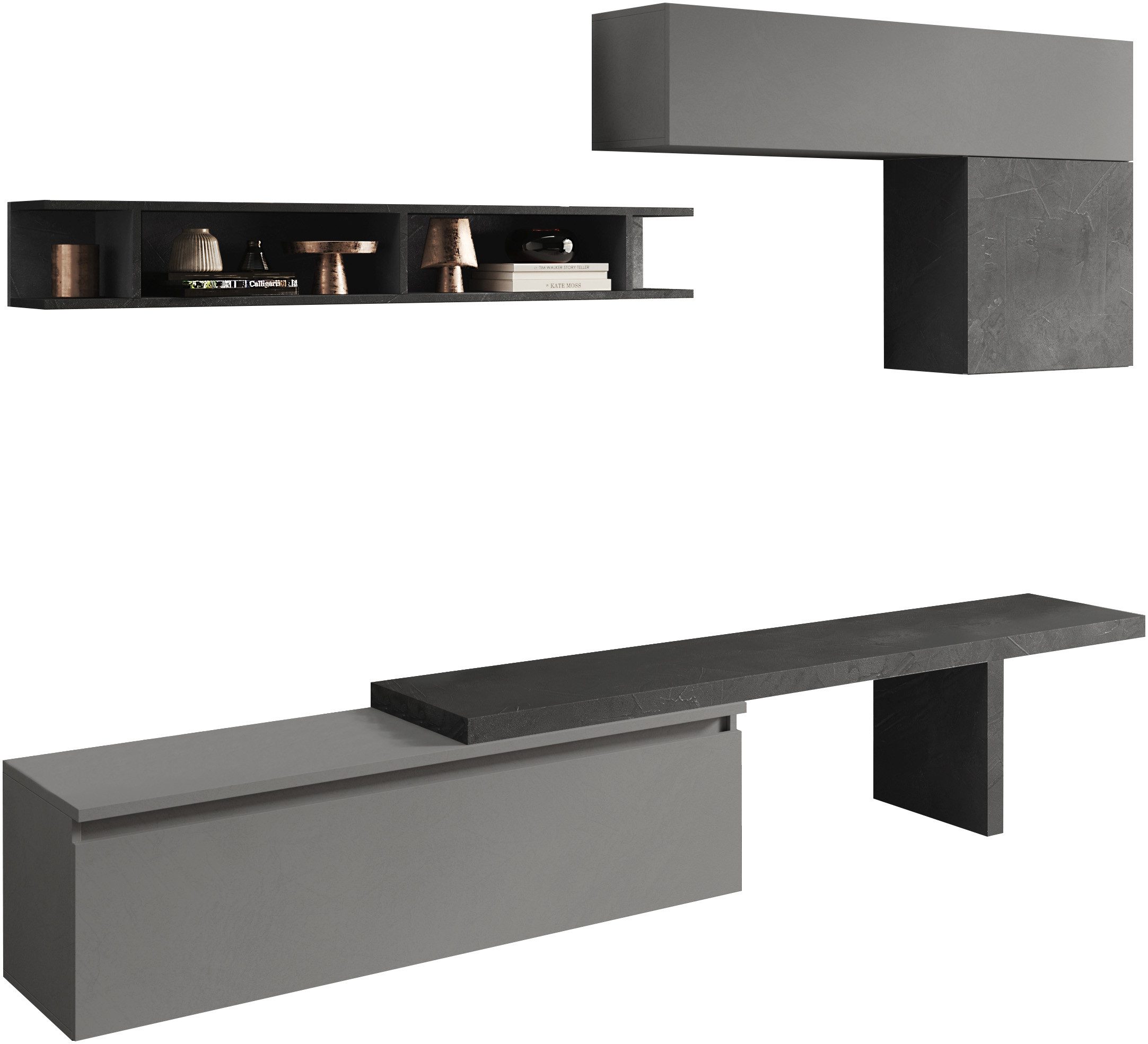 Home affaire Wohnwand Infinity, 5tlg. Breite 260 cm, Höhe variabel, Schrankwand, Anbauwand, (Lowboard, T-Boden, Hängeschrank, Hängewürfel, Wandregal)