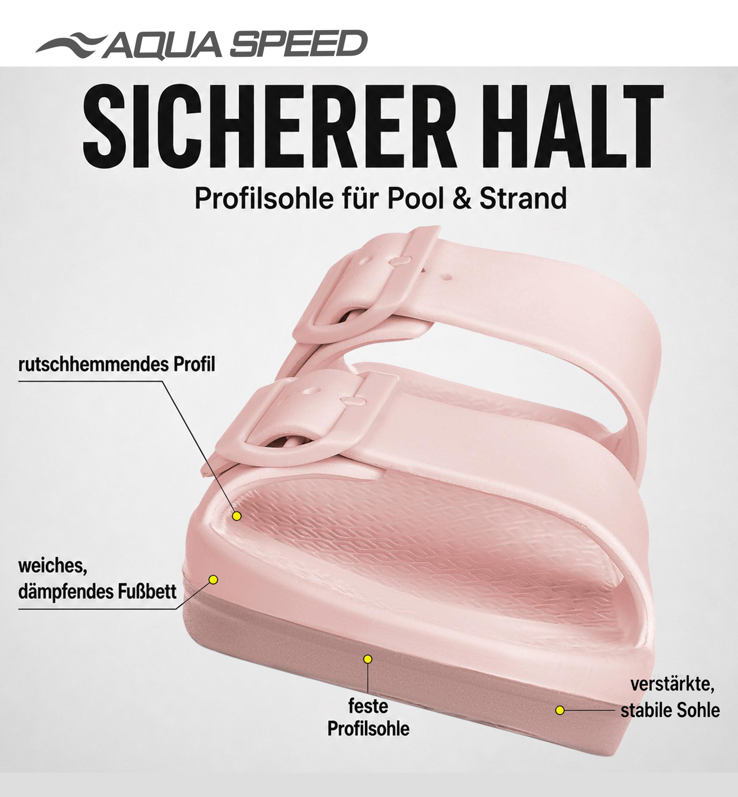 Aqua Speed Badelatschen ALICANTE Damen + Mikrofaserhandtuch Gr. 36-41 Badesandale