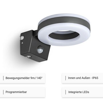 SEBSON Außen-Wandleuchte LED Außenleuchte Bewegungsmelder 9m/140° IP65, 20W 1340lm kaltweiß, Kaltweiß, Bewegungsmelder programmierbar