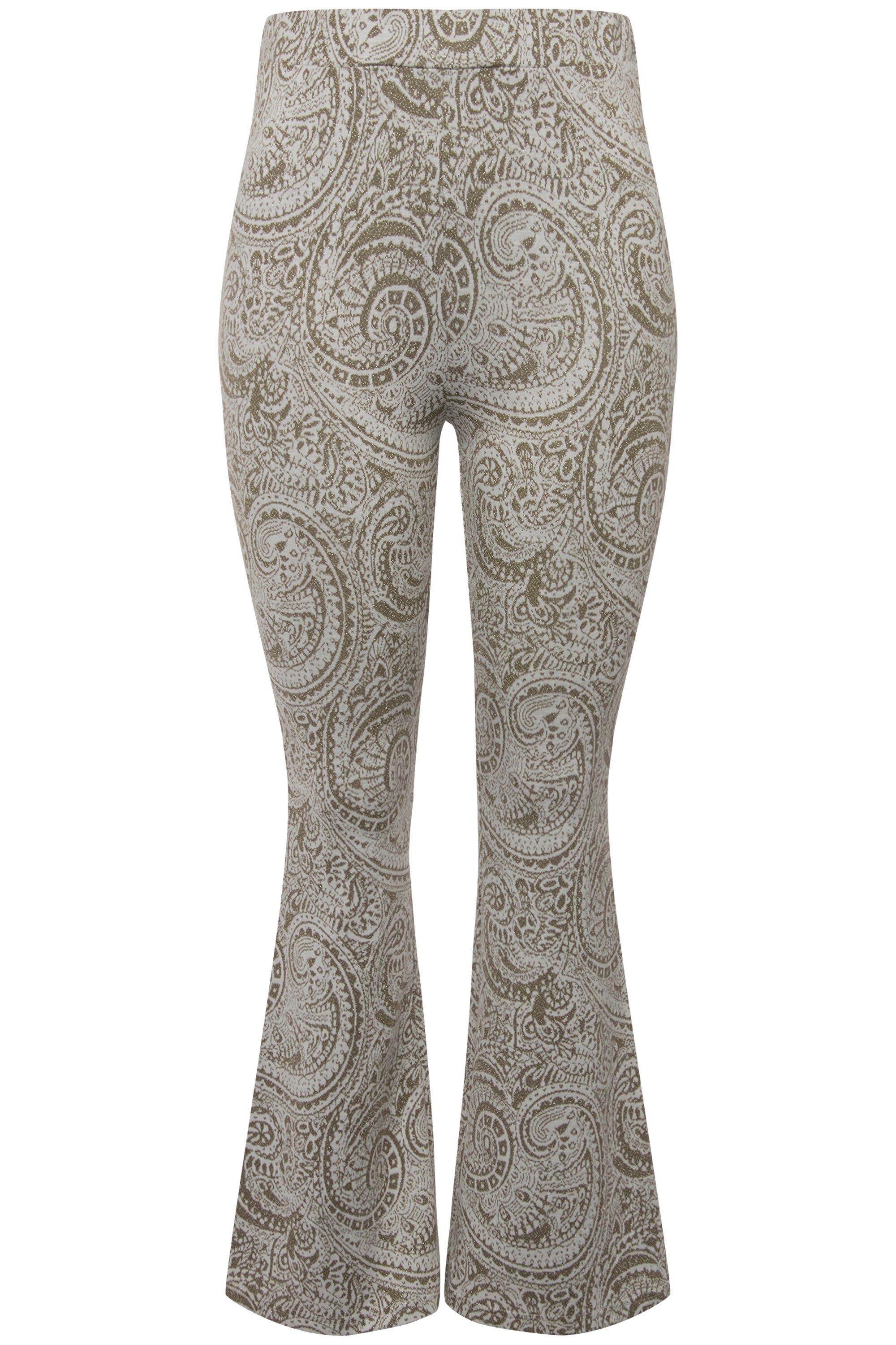 Studio Untold Schlupfhose Schlaghose Leggings Glitter-Paisley Elastikbund