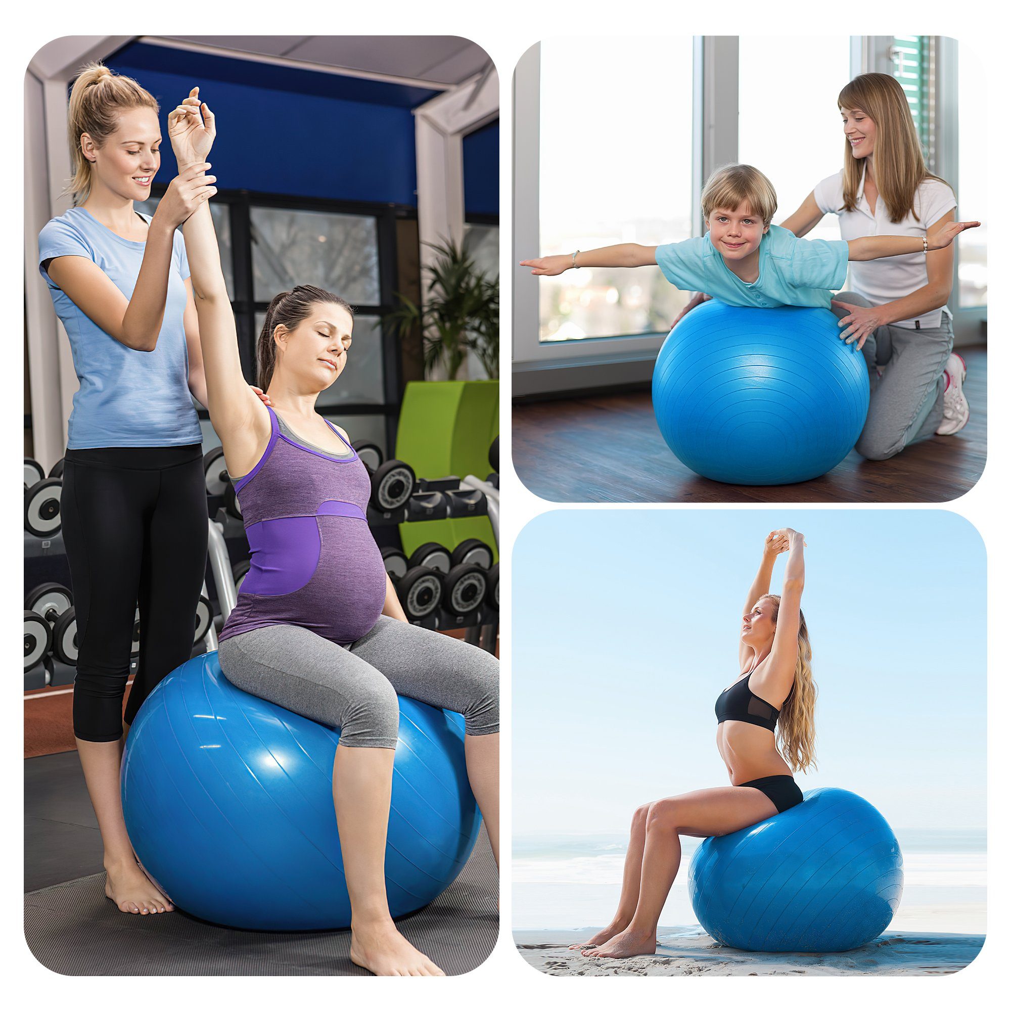 Penelife Gymnastikball 55cm Pilates Ball Sitzball Büro Ergonomisch - Pezziball mit Pumpe (Packung, 1x Fitnessball, Exercise Ball, 1x Pumpe), Durchmesser 55 cm, einfarbig blau