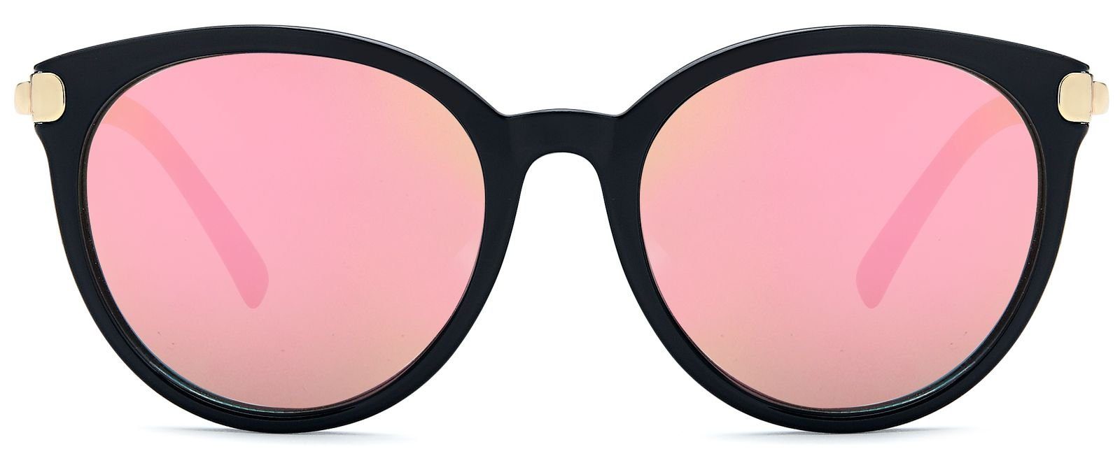 styleBREAKER Sonnenbrille (1-St) Pink Gestell Glas verspiegelt Schwarz-Gold / Verspiegelt