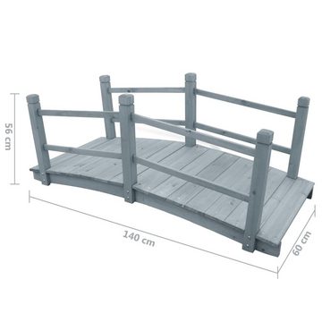 vidaXL Zierbrücke Gartenbrücke Grau 140x60x56 cm Massivholz Tanne