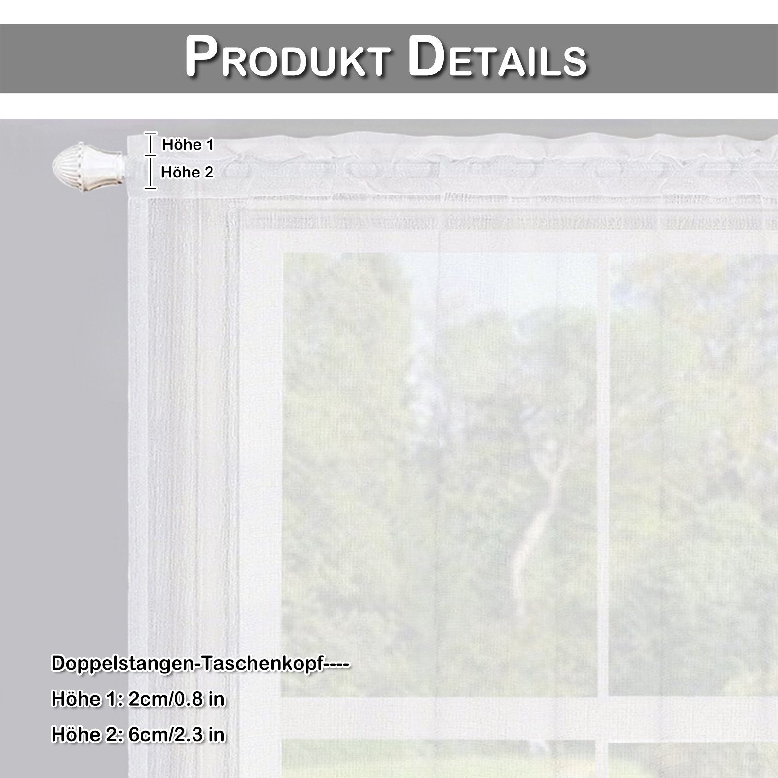 Scheibengardine Kurzgardine mit Gardinen, Weiß transparent, Gardinen,Bistrogardine, (2 Fenstervorhang, St), Voile BTTO, kräuselband Stangendurchzug,Transparente