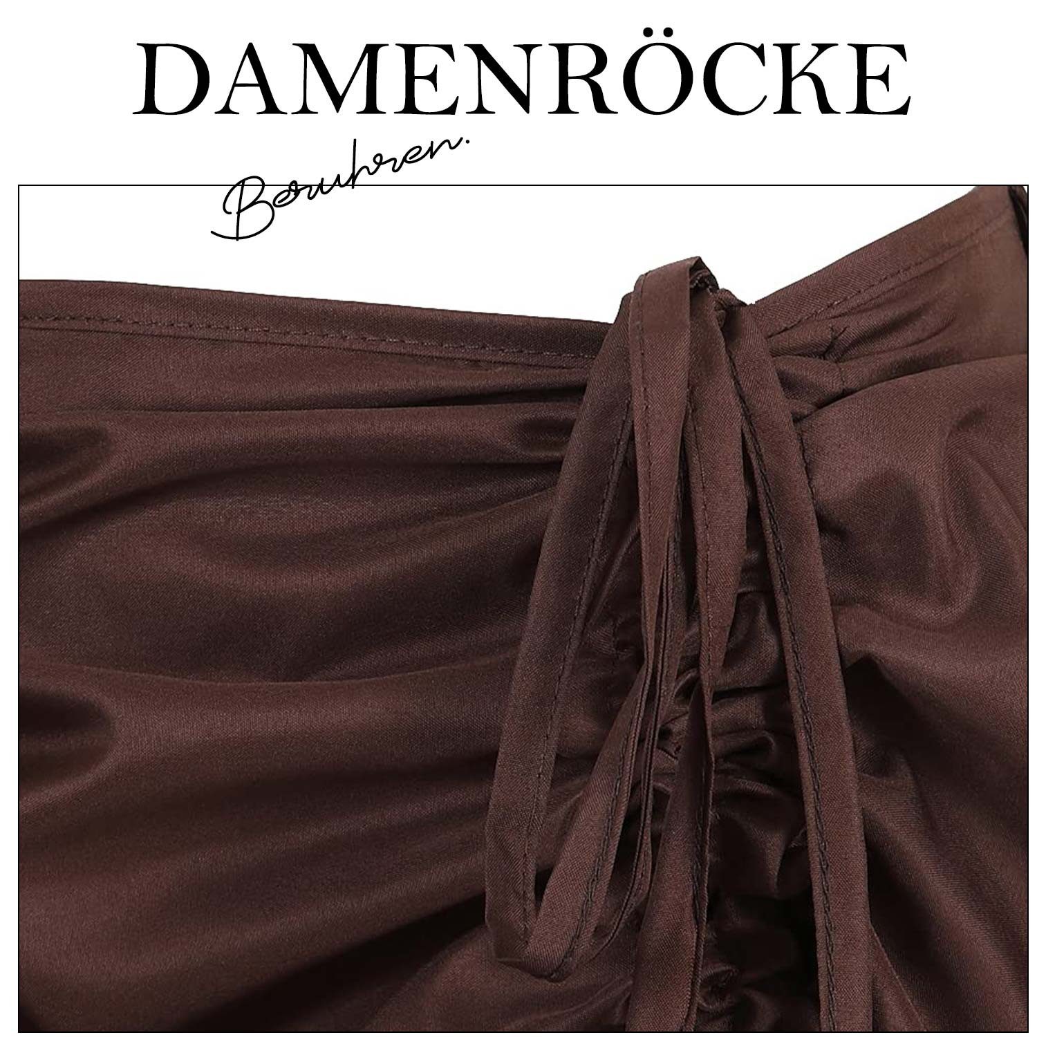 Refttenw Midirock Gothic Steampunk High-Low Rock mit Rüschen, Taillenschnürung