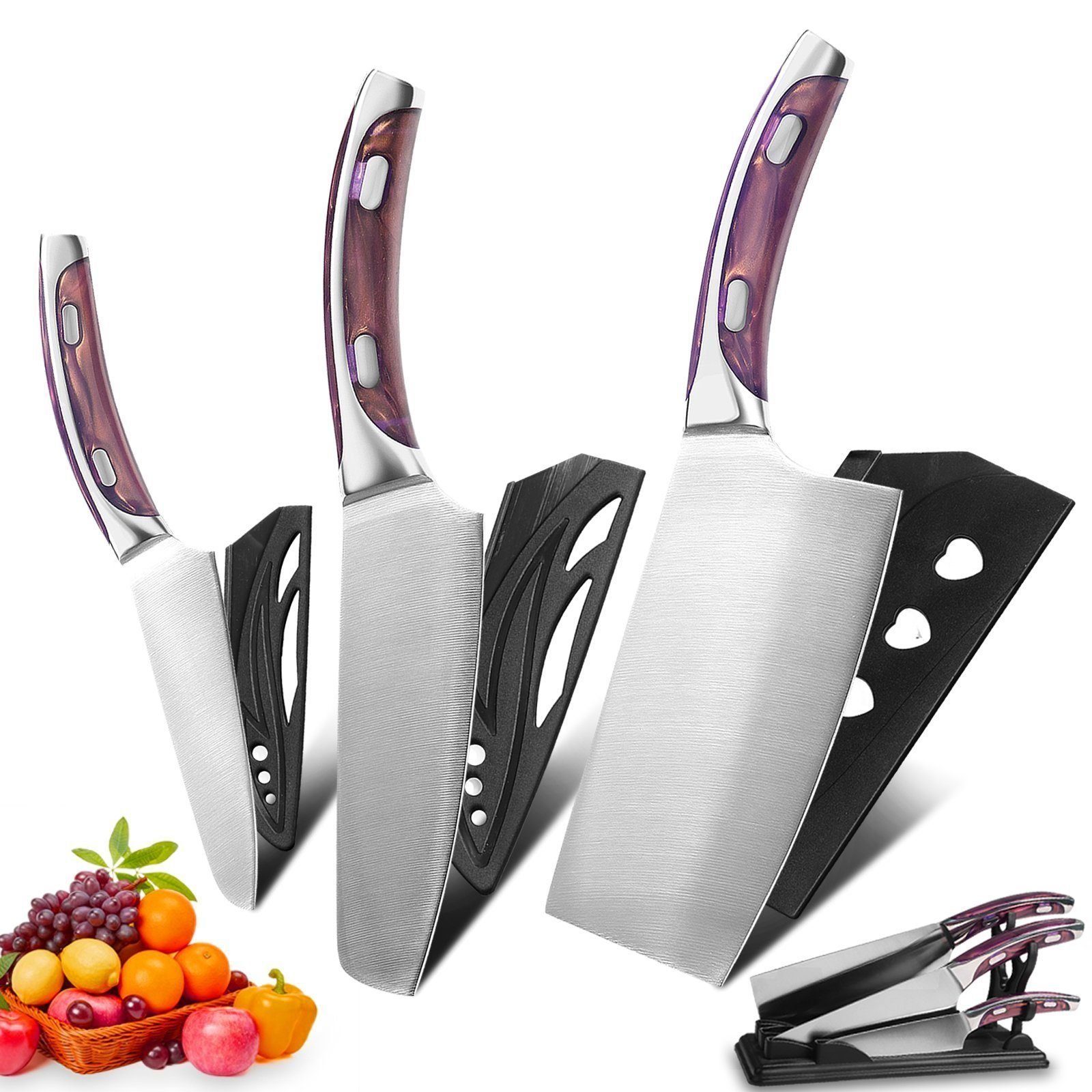 Edelstahl Coisini Messer-Set 3-tlg) (set, 3tlg.Küchenmesser Obstmesser Messer-Set Kochmesser Set