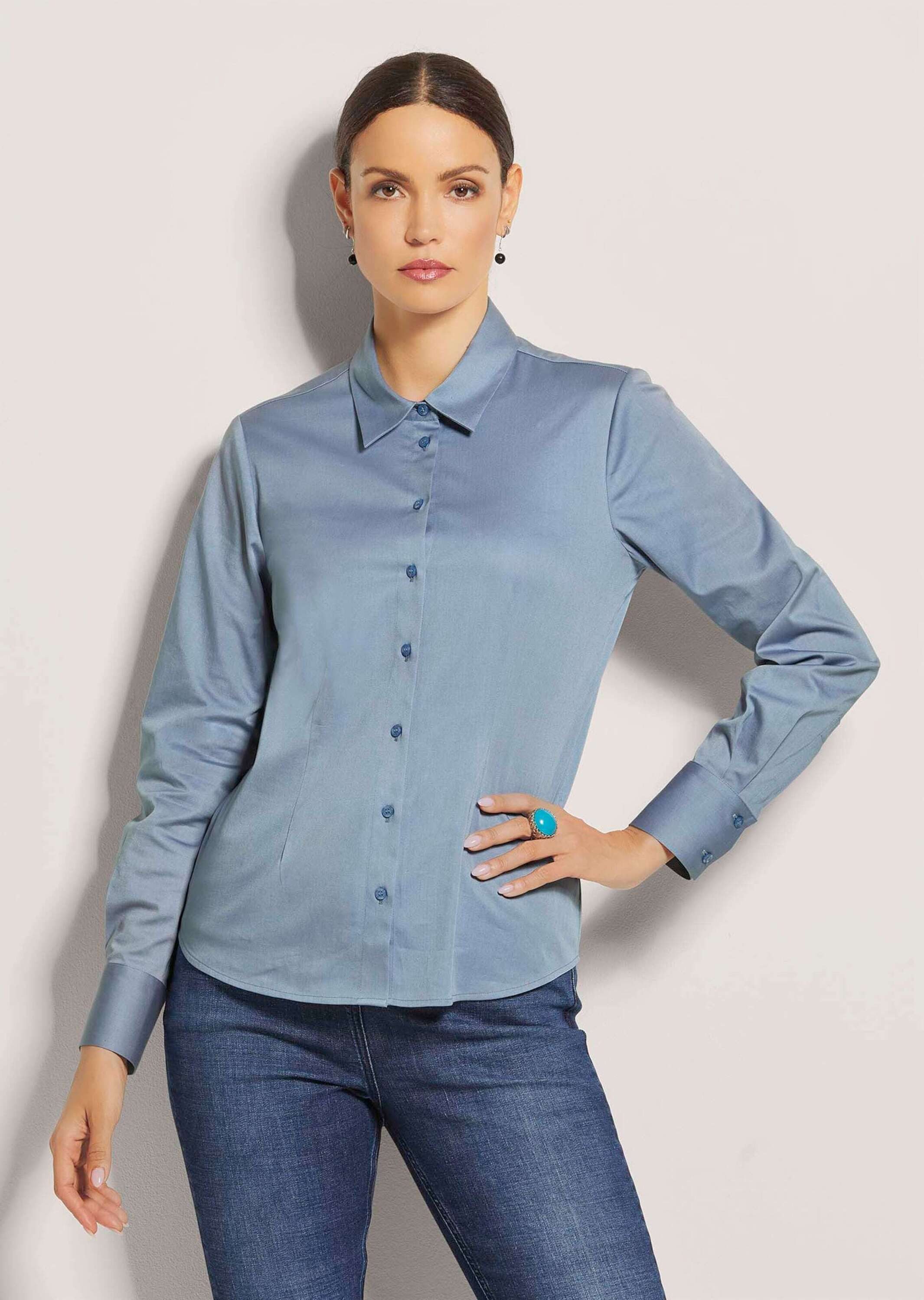 Hemdbluse Hemdbluse mit Manschettenärmeln