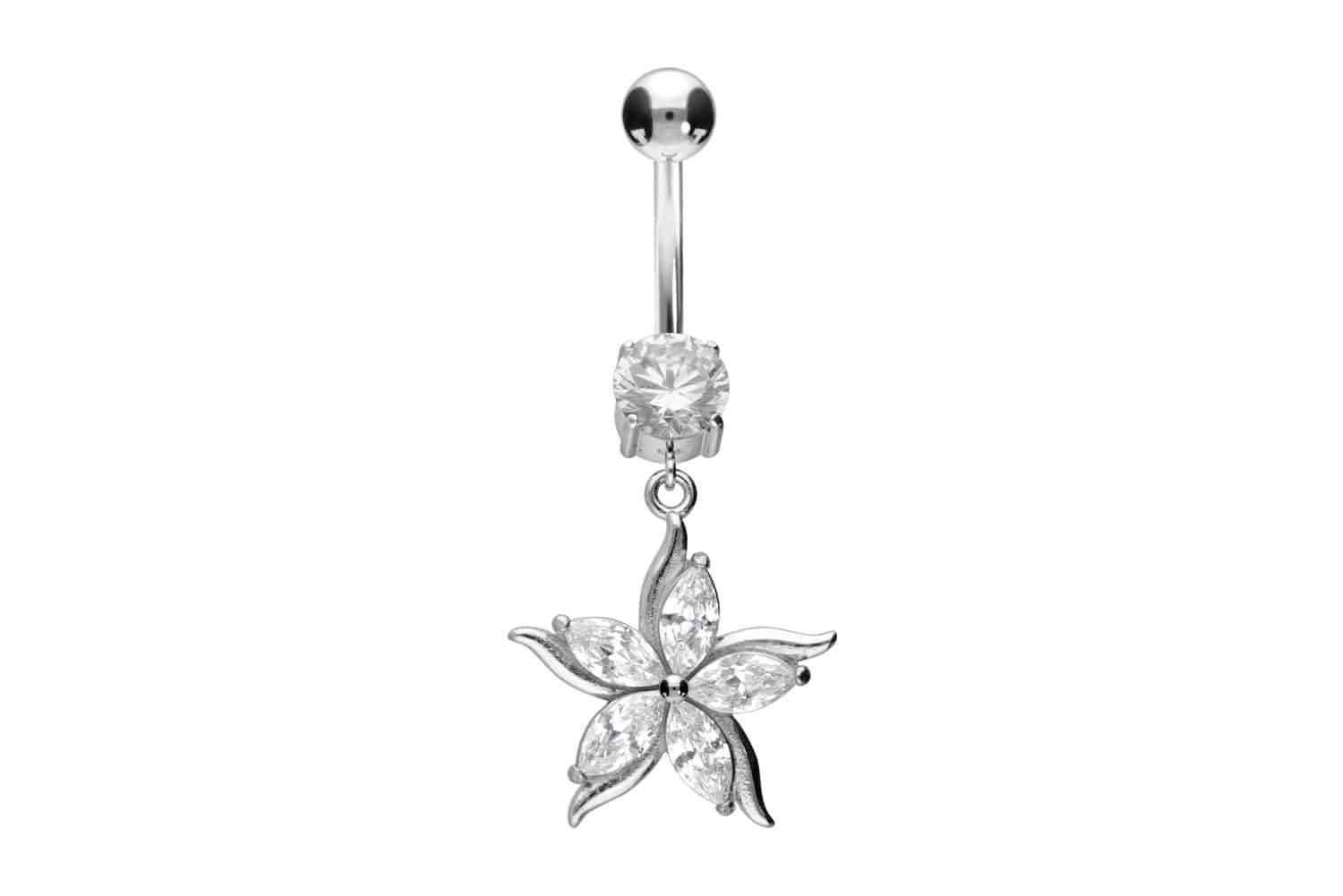 Bauchnabelpiercing Chirurgenstahl Bananabell KRISTALLBLUME