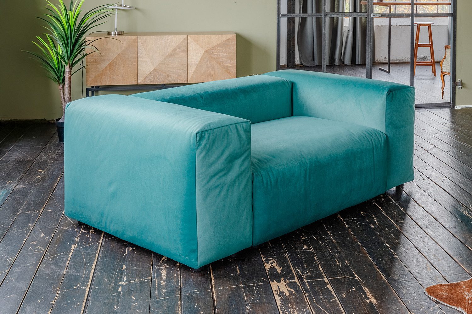 KAWOLA XXL-Sessel MIA Modularer Sessel Velvet 4-tlg. – moderner Loveseat – flexibel, Luxuriöser Samt-Bezug, weich gepolstert & flexibel stellbar