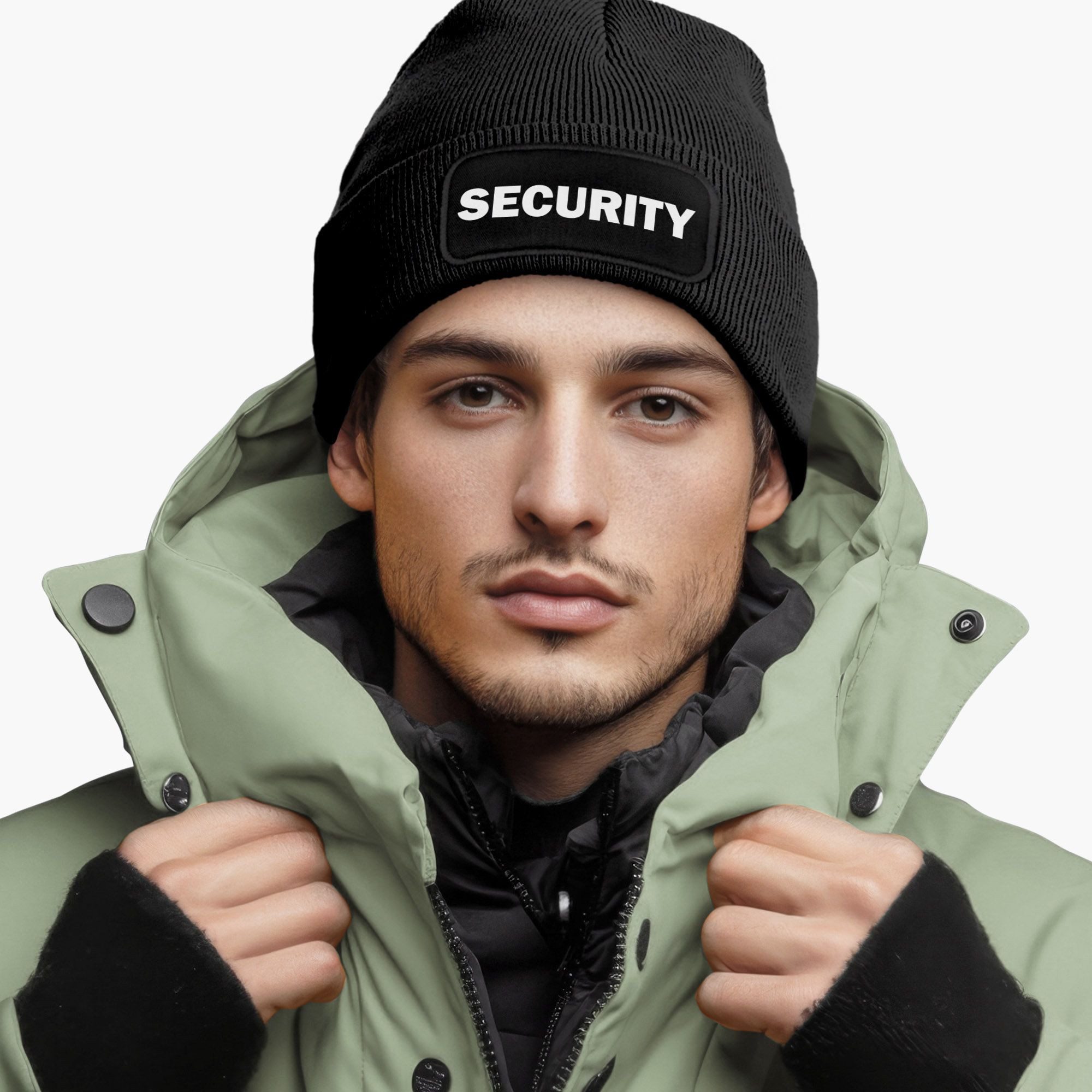 MoonWorks Beanie Herren Beanie mit Patch Strickmütze mit Spruch Security Pa günstig online kaufen