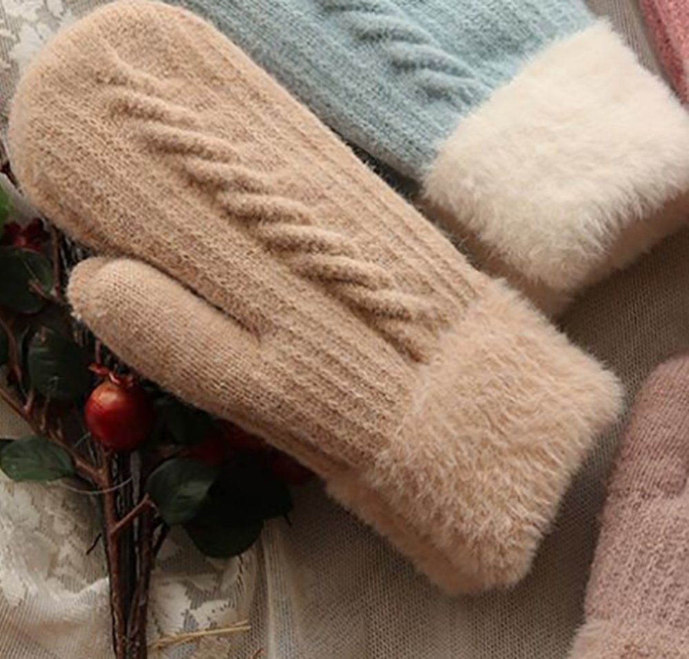verdickte Damen-Winterhandschuhe, Strickhandschuhe Handschuhe um kältesicher zu bleibe und warm L.Ru Radfahren, UG