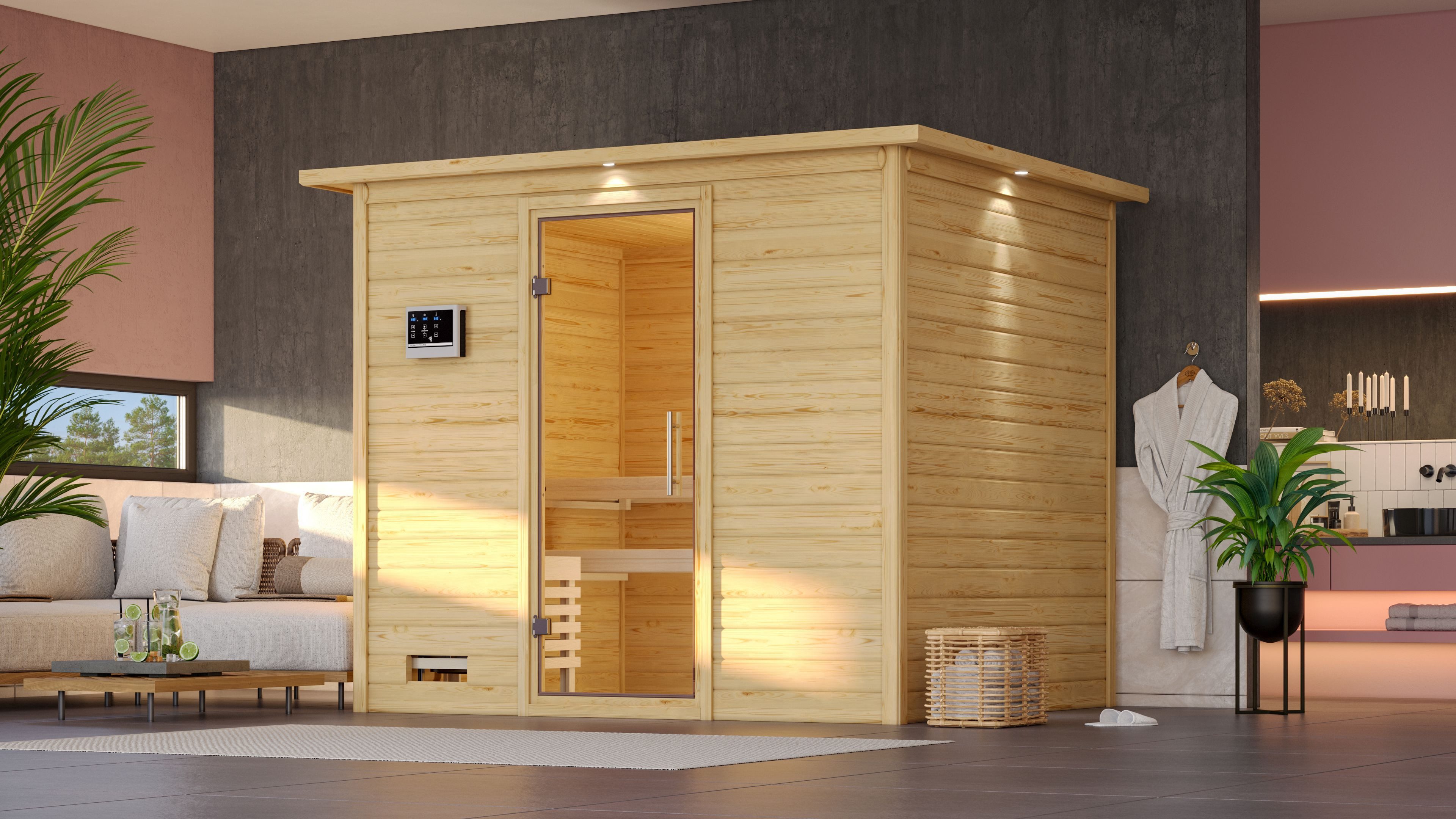 Karibu Sauna Soraja, BxTxH: 259 x 210 x 205 cm, 40 mm, (Set) ohne Ofen