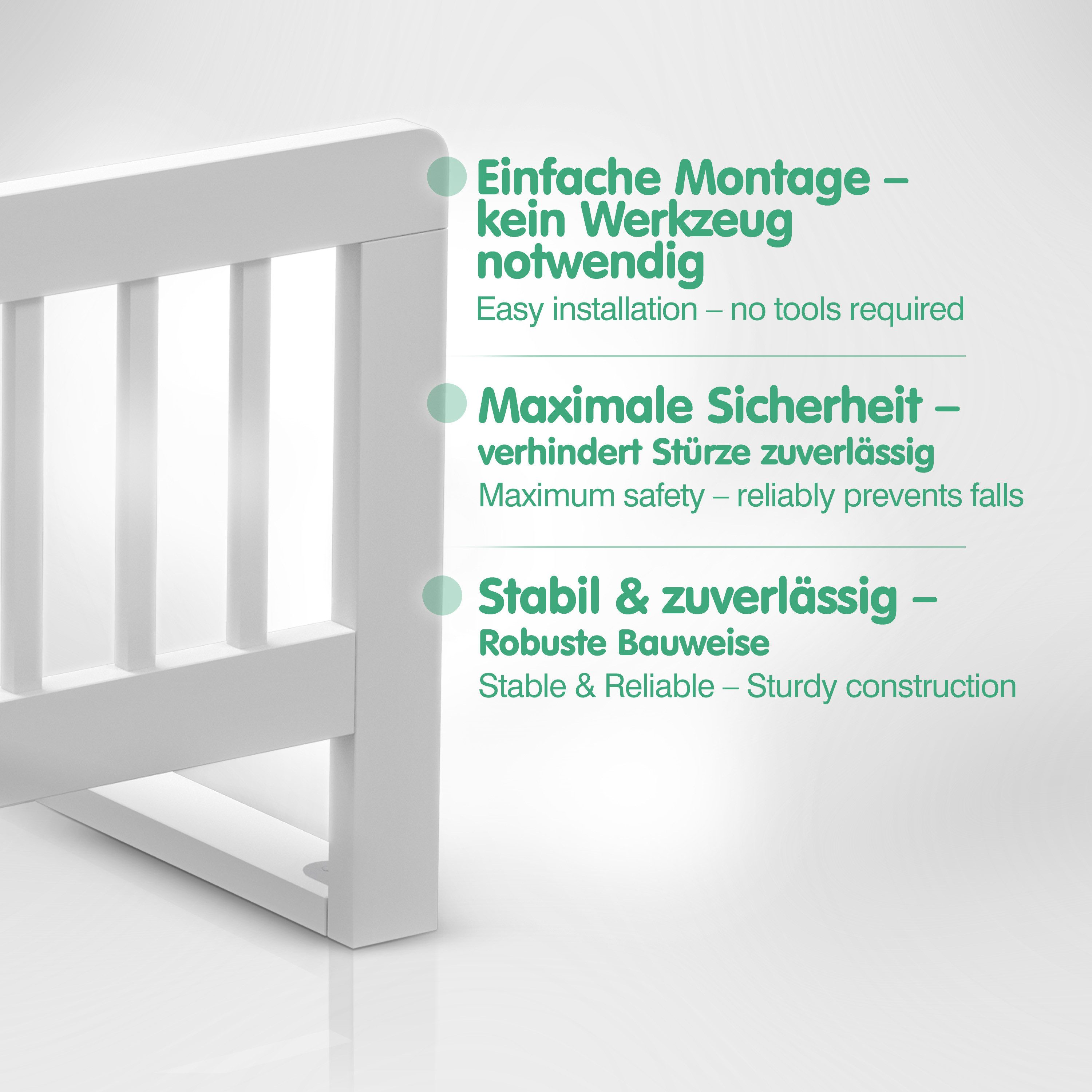 CADANI Bettschutzgitter Bettgitter 90 cm weiss günstig online kaufen