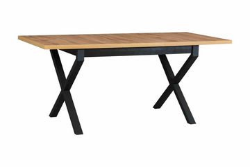 Furnix Esstisch Migel 1 mit ausziehbarer Tischplatte dekorative Metallbeine, 140-180x77x80 cm, nachhaltig & pflegeleicht