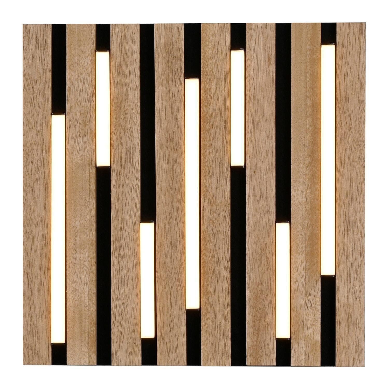 JUST LIGHT LED Deckenleuchte AKUSTIK, Braun, Schwarz, Holzfurnier, Metall, LED fest integriert, Extra-Warmweiß, Akustikfilz, B 30 x H 5 x T 30 cm