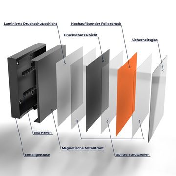 DEQORI Schlüsselkasten 'Unifarben - Orange', Glas Schlüsselbox modern magnetisch beschreibbar