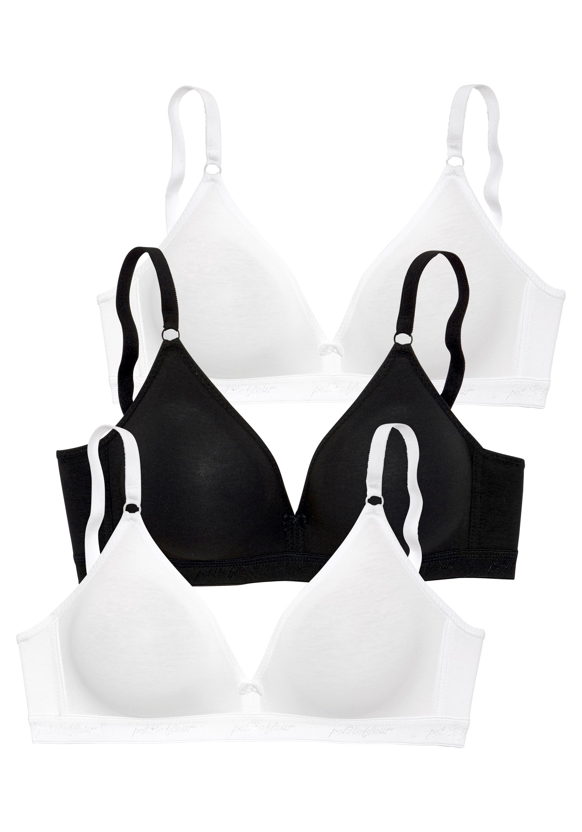 petite fleur by Lascana Bralette-BH, BH ohne Bügel, Triangel-BH, Baumwoll-BH, Soft-BH (Packung, 3 Stück) bequemer BH, im 3er Pack – Bild 2 von 5