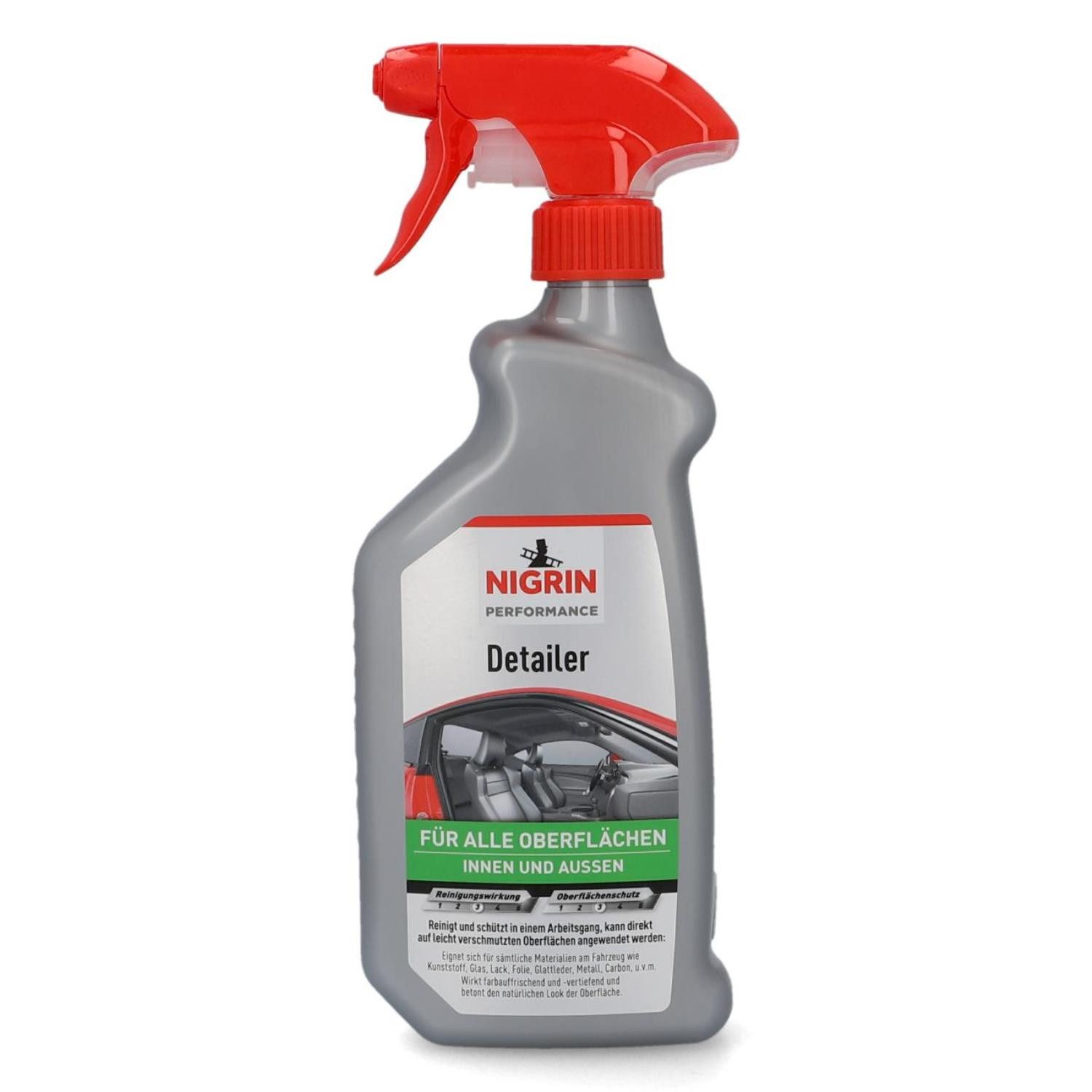 NIGRIN Performance Detailer Spray Lack-Konservierung Auto-Reinigungsmittel (1-St. 1x Detailer Innen&Außen 500ml Detailer Lack-Konservierung Kunststoff Pflege Glanz Abperleffekt)