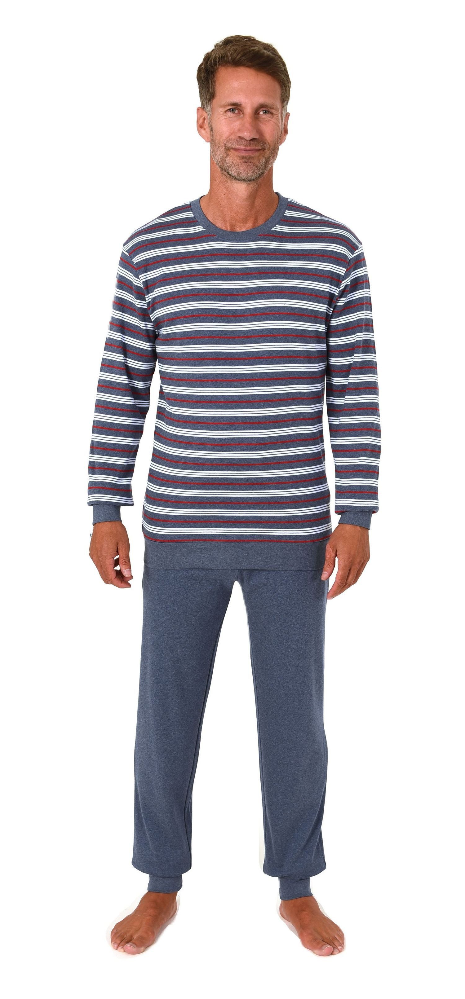 Normann Pyjama Herren Schlafanzug mit Bündchen in warmer Kuschel Interlock günstig online kaufen