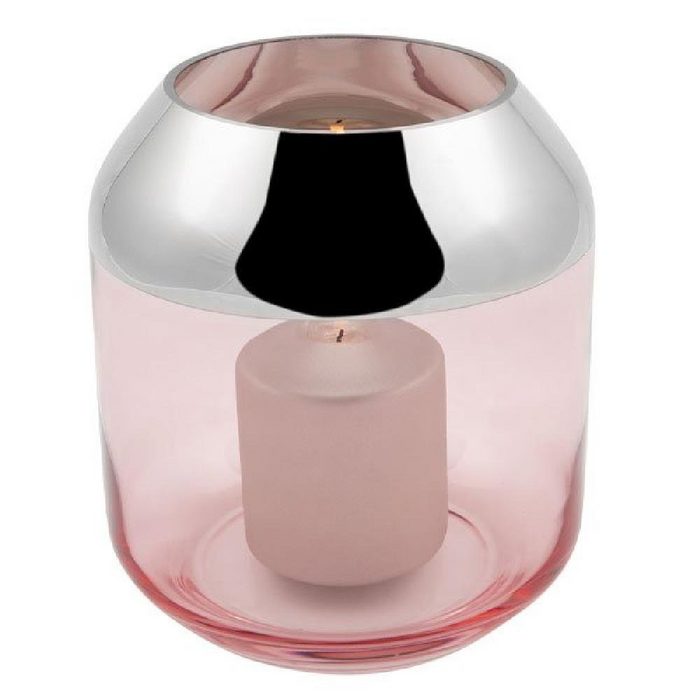 Fink Kerzenhalter Windlicht oder Vase Smilla mit Platinrand Rosa (20cm)