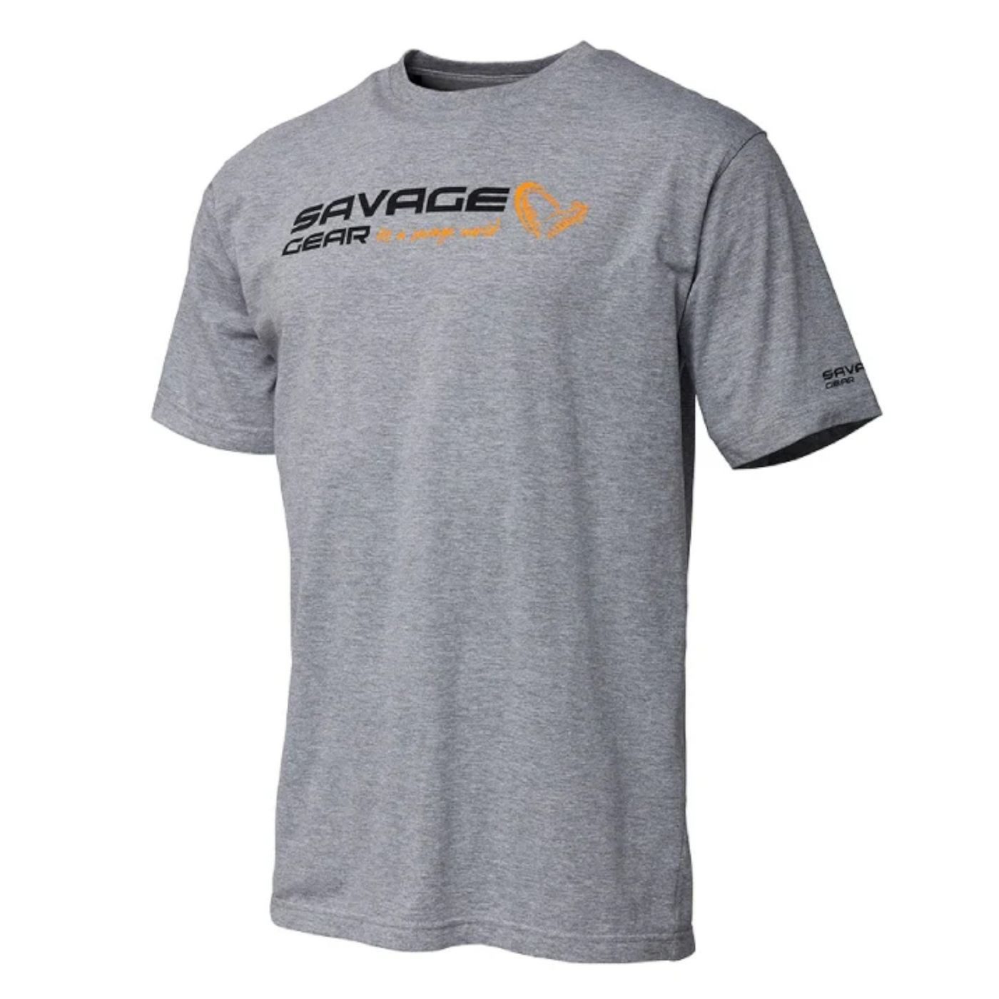 Savage Gear T-Shirt Savage Gear Signature Logo T-Shirt Grey Melange - Angelshirt