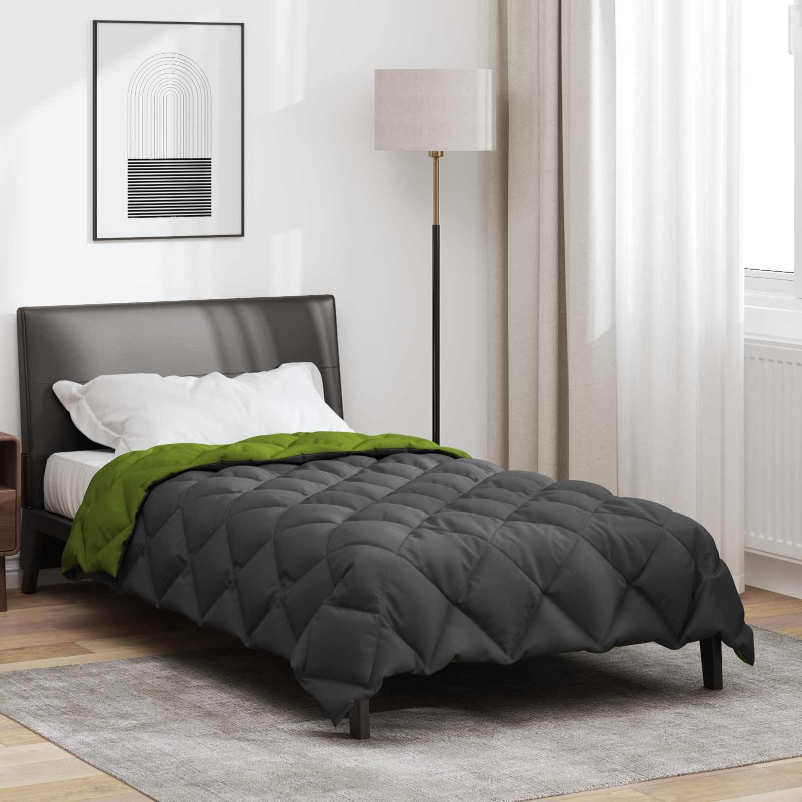vidaXL Bett Winterbettdecke 135 x 200 cm 450 g/m² Grün und Anthrazit (1-tlg)