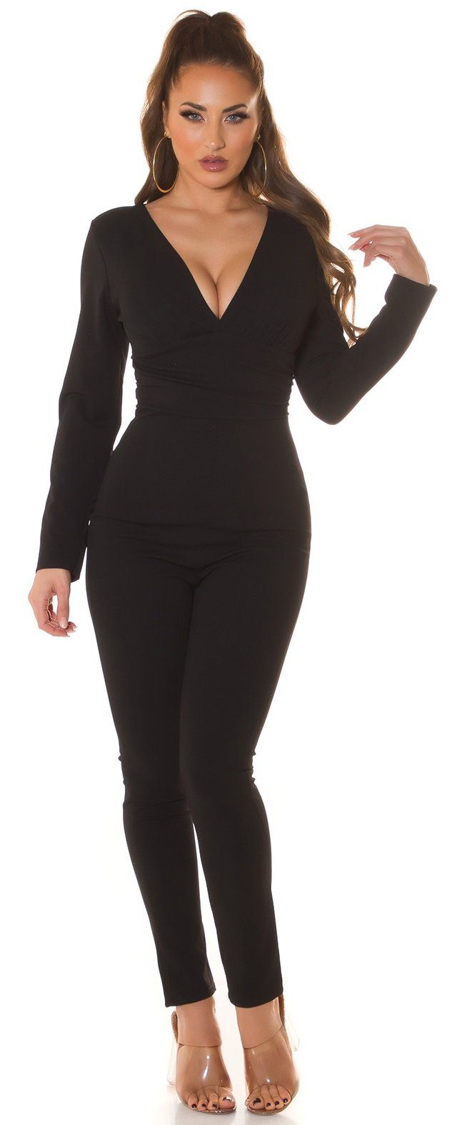 Koucla Overall Langarm-Jumpsuit, einfarbig Hosenanzug Einteiler günstig online kaufen