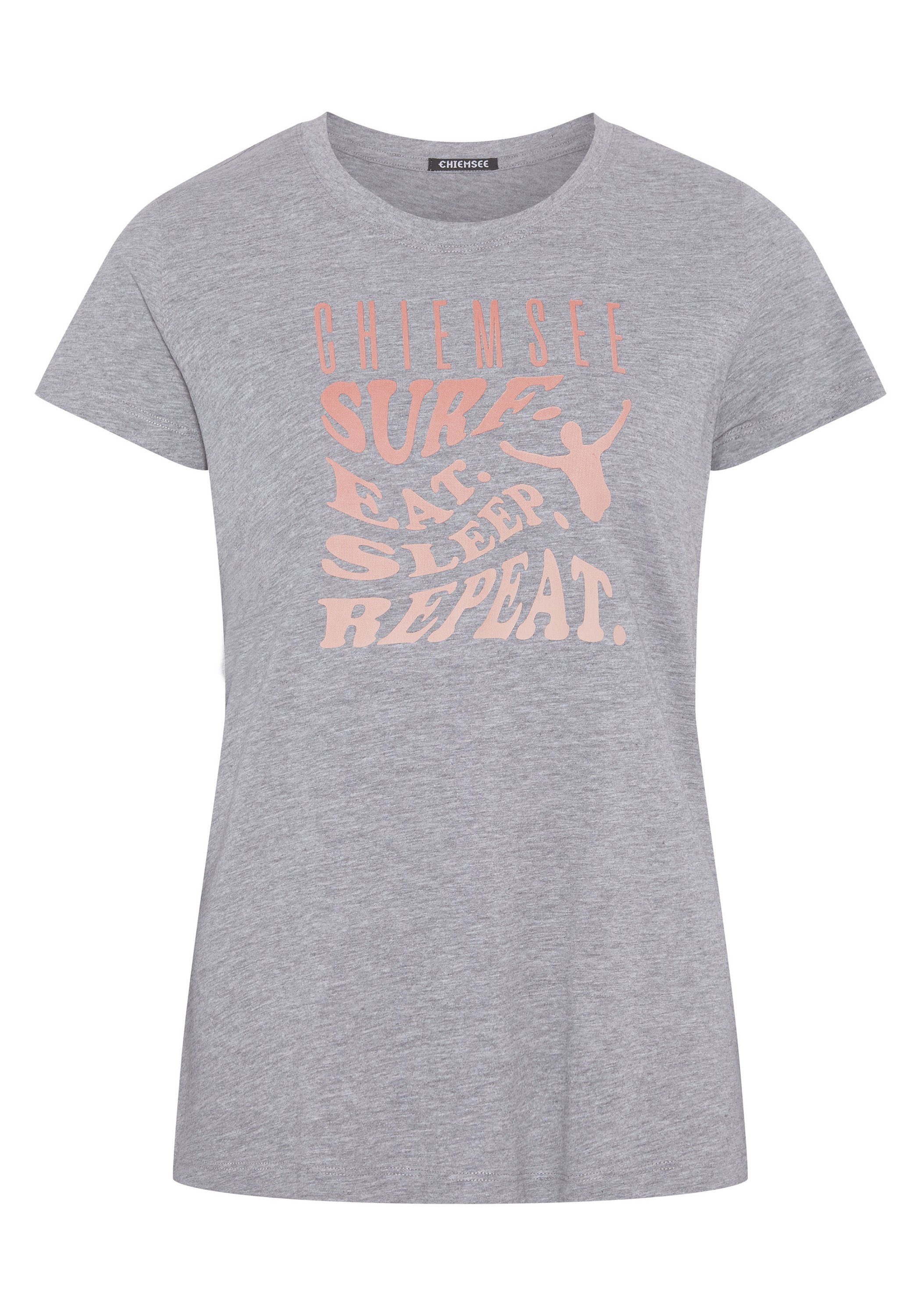 Chiemsee Print-Shirt T-Shirt mit Schriftzug 1 17-4402M Neutral Gray Melange