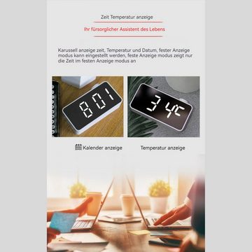 AUKUU Wecker Multifunktionaler Multifunktionaler Spiegelwecker kreative Mode Knopfuhr Geschenk intelligente elektronische Uhr