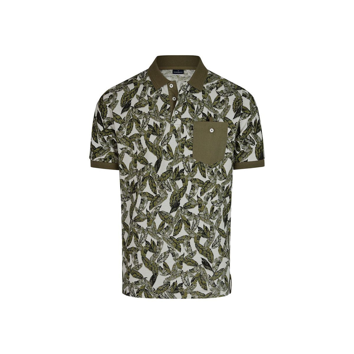 PARIS Polo Poloshirt Casual HECHTER mit Blattprint, Allover Druck Shirt mit