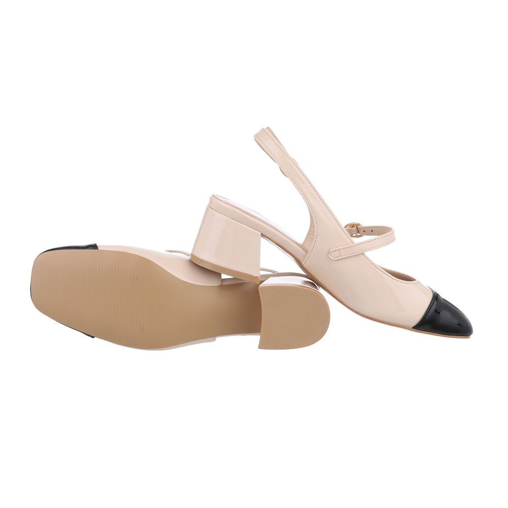 Ital-Design Damen Abendschuhe Elegant Schnürpumps (85878198) Blockabsatz Schnür- & Riemchenpumps in Beige