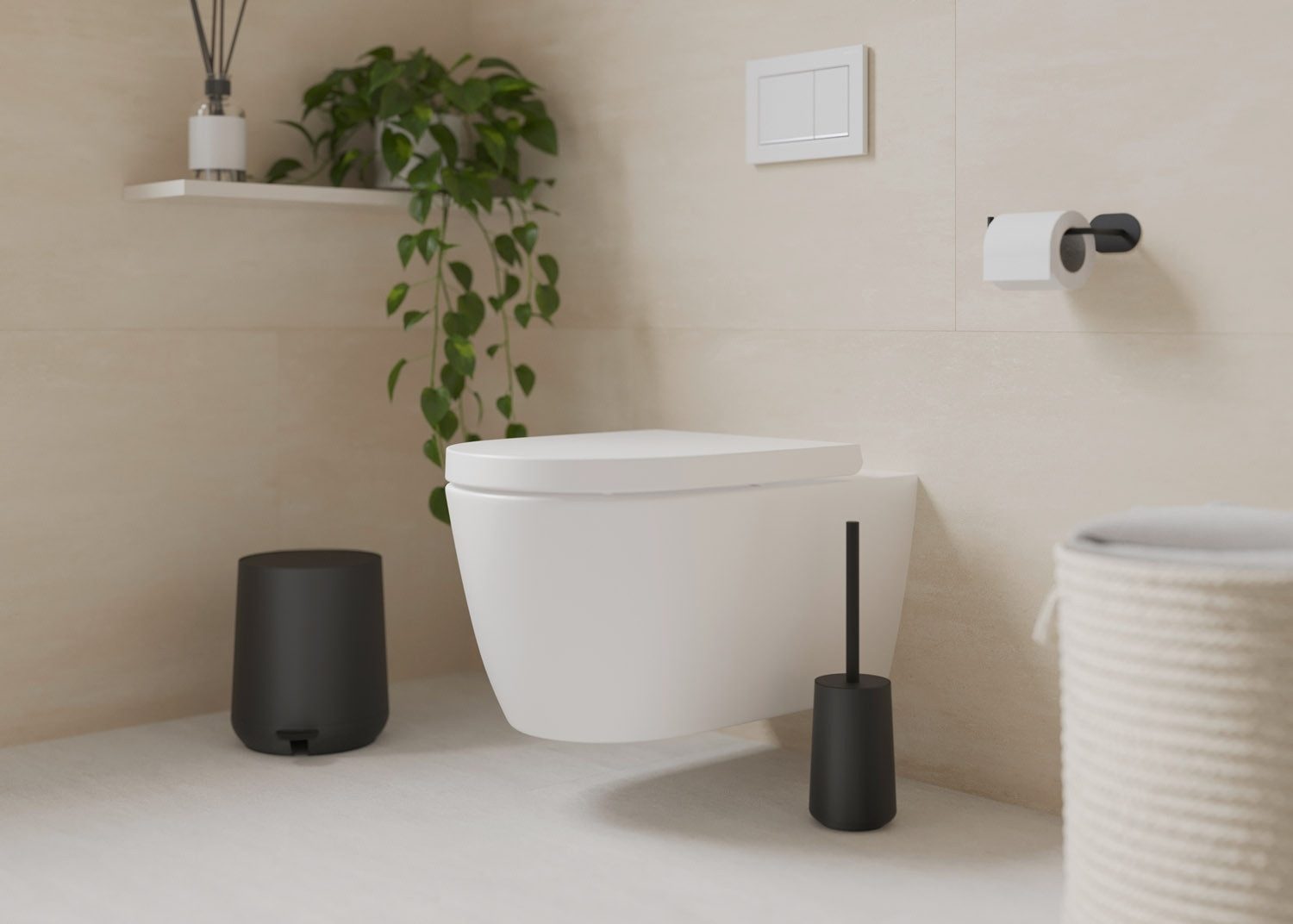 Smedbo WC-Garnitur BB573 FREE, Schwarz, matte günstig online kaufen