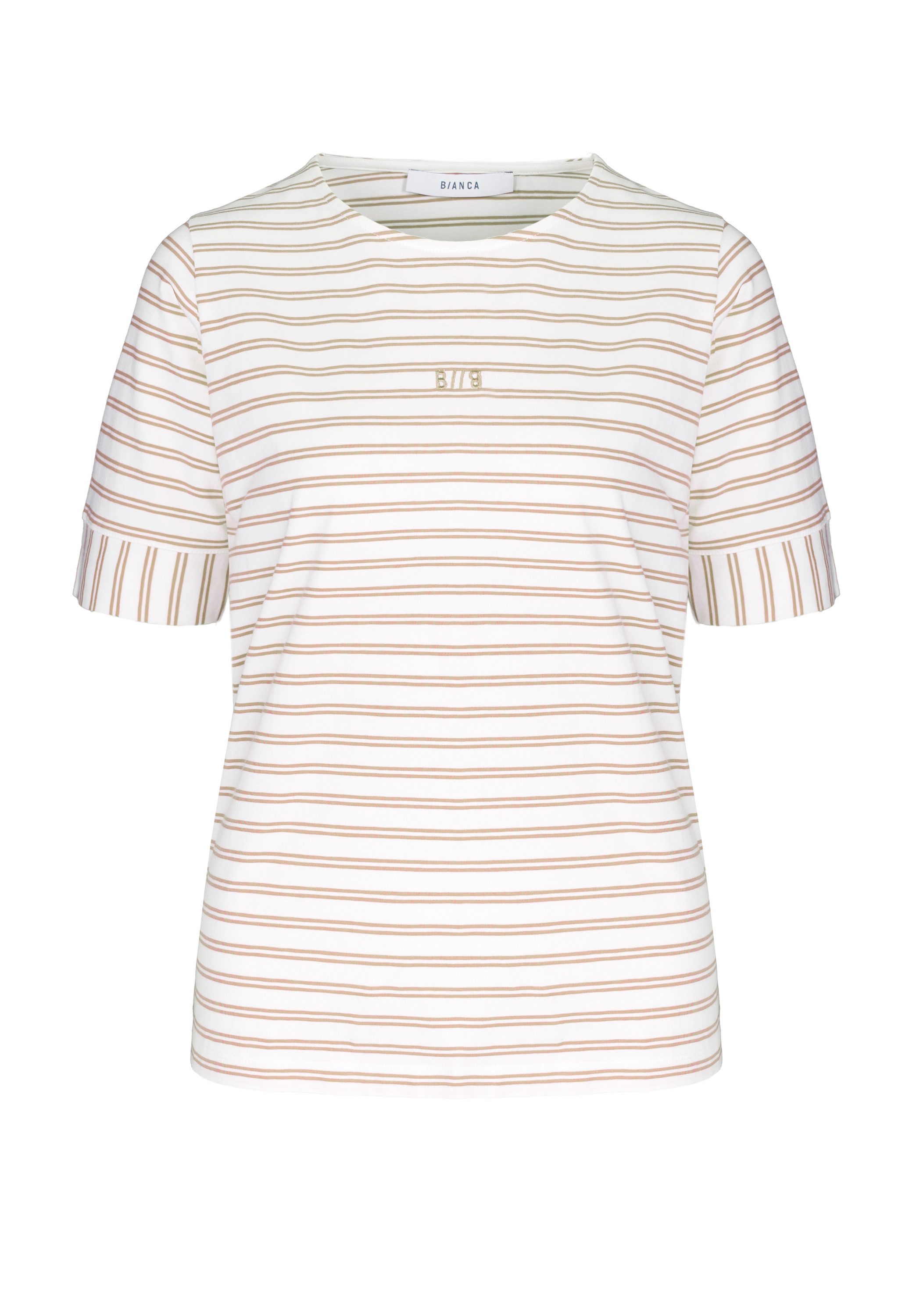 bianca Kurzarmshirt DINIA in modernem Ringeldessin in Trendfarbe