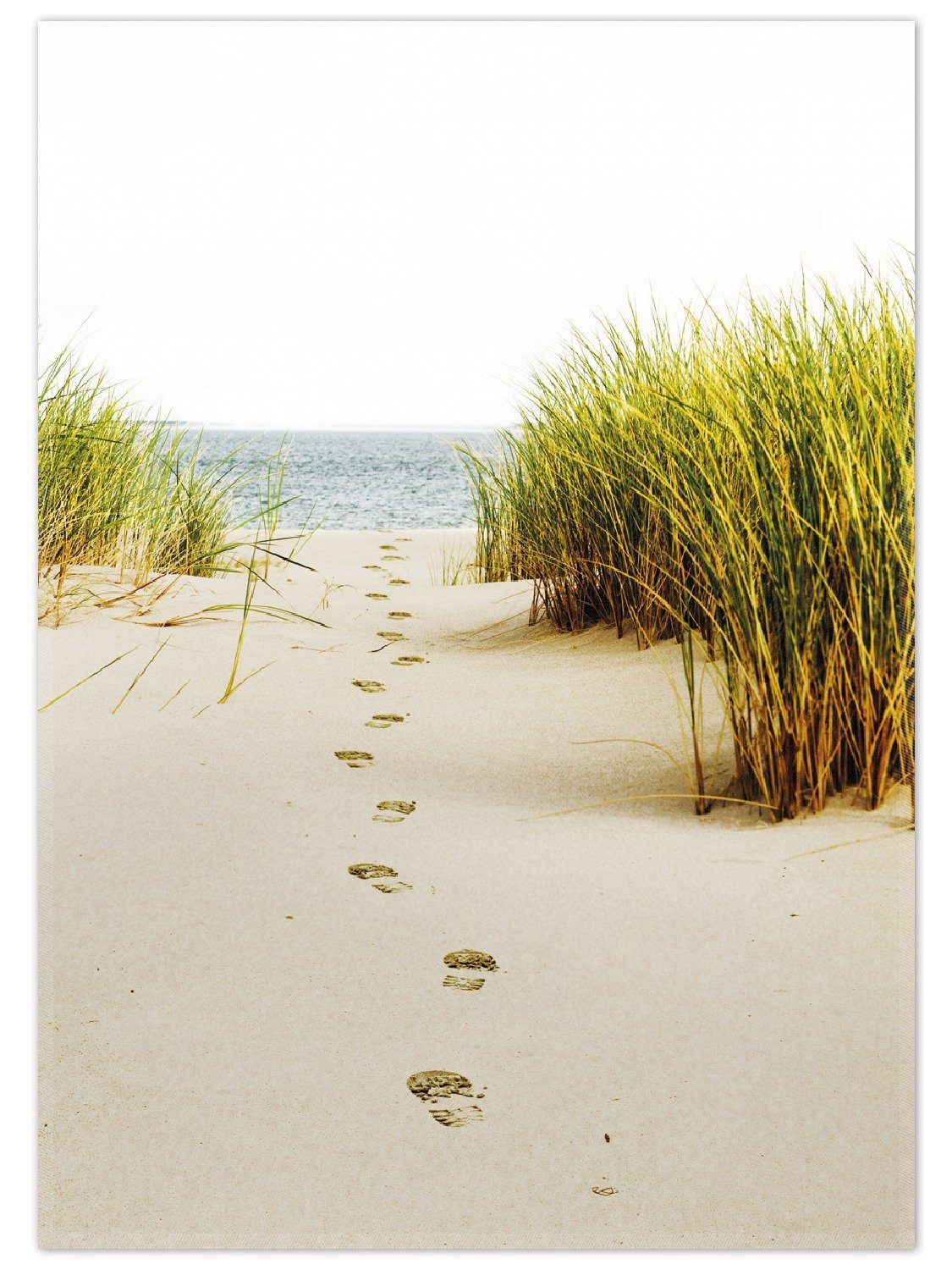 Teppich Spuren im Sand- Fußspuren durch die Düne zum Meer, Wallario, rechteckig, rutschfest