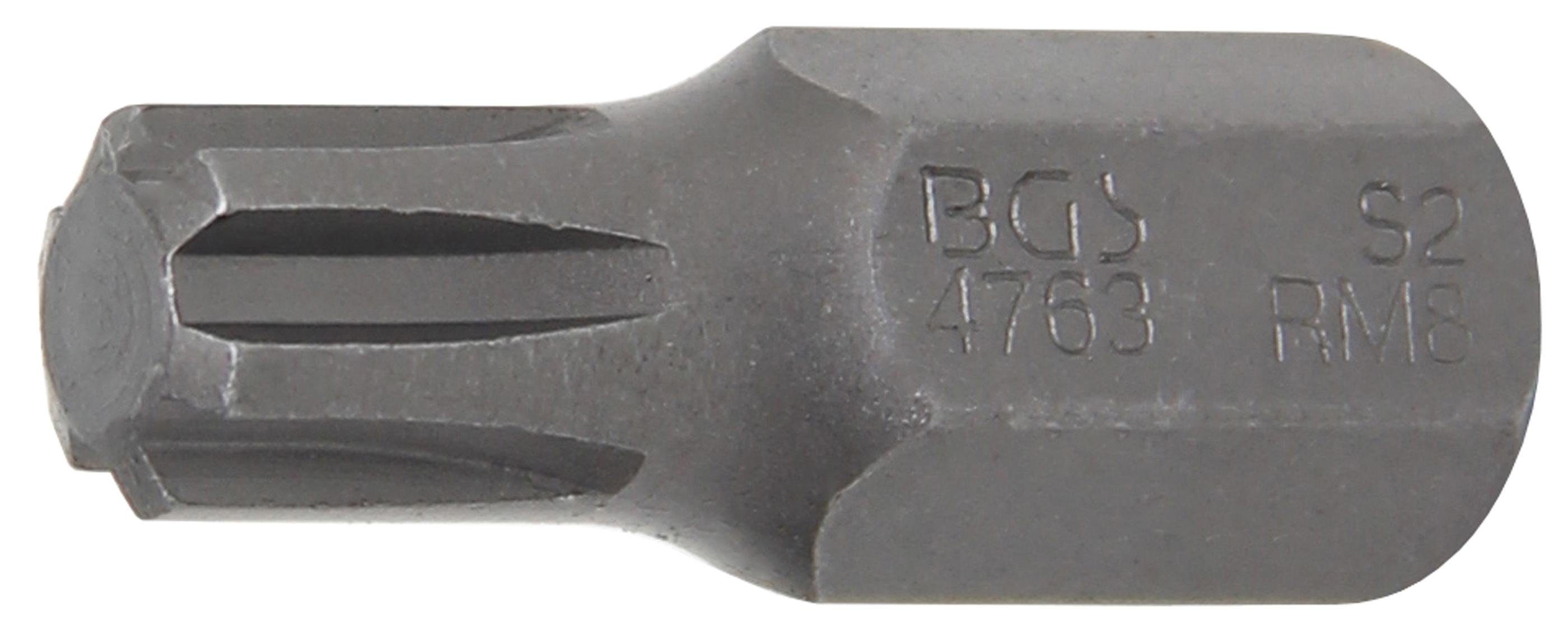 BGS technic Bit-Schraubendreher Bit, Antrieb Außensechskant 10 mm (3/8), Keil-Profil (für RIBE) M8
