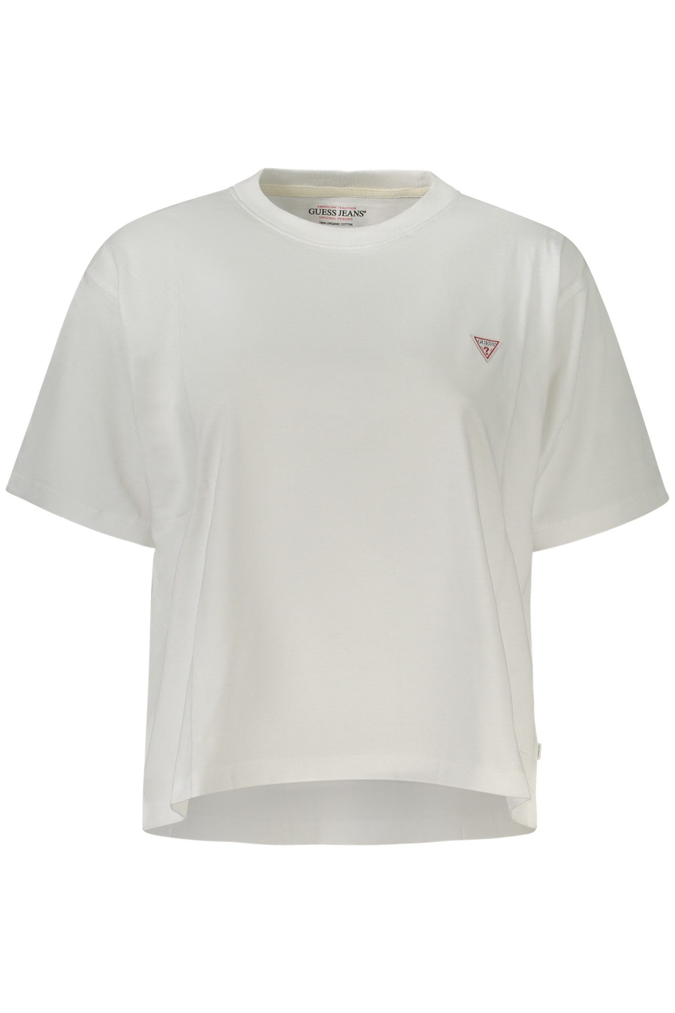 GUESS JEANS T-Shirt Damen Boxy Fit T-Shirt Bio-Baumwolle Weiß mit Logo