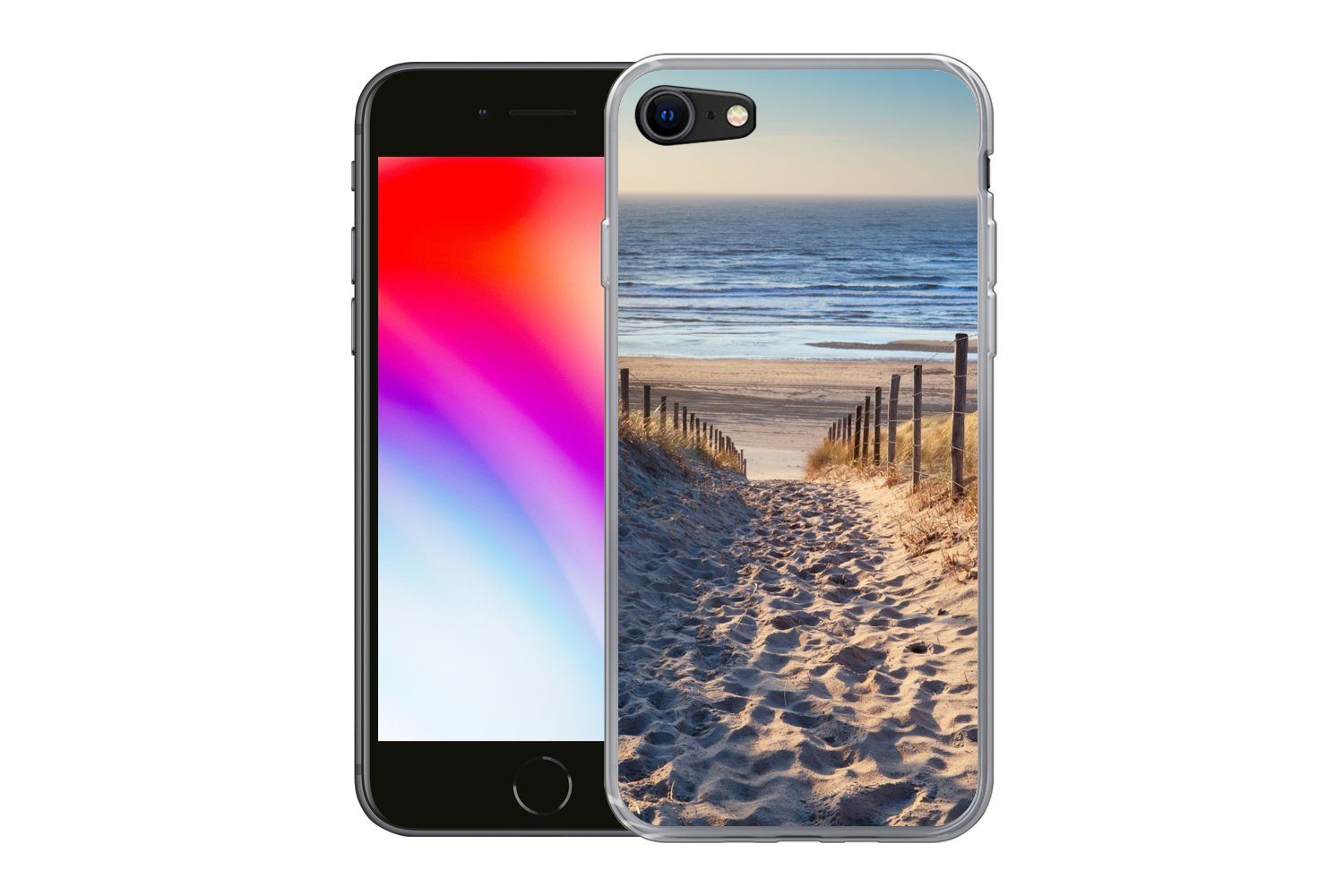 MuchoWow Handyhülle für Apple iPhone 7 Strand - Meer - Niederlande - Dünen - Sonne, Smartphone-Bumper, Print, Handy Schutzhülle Dünn
